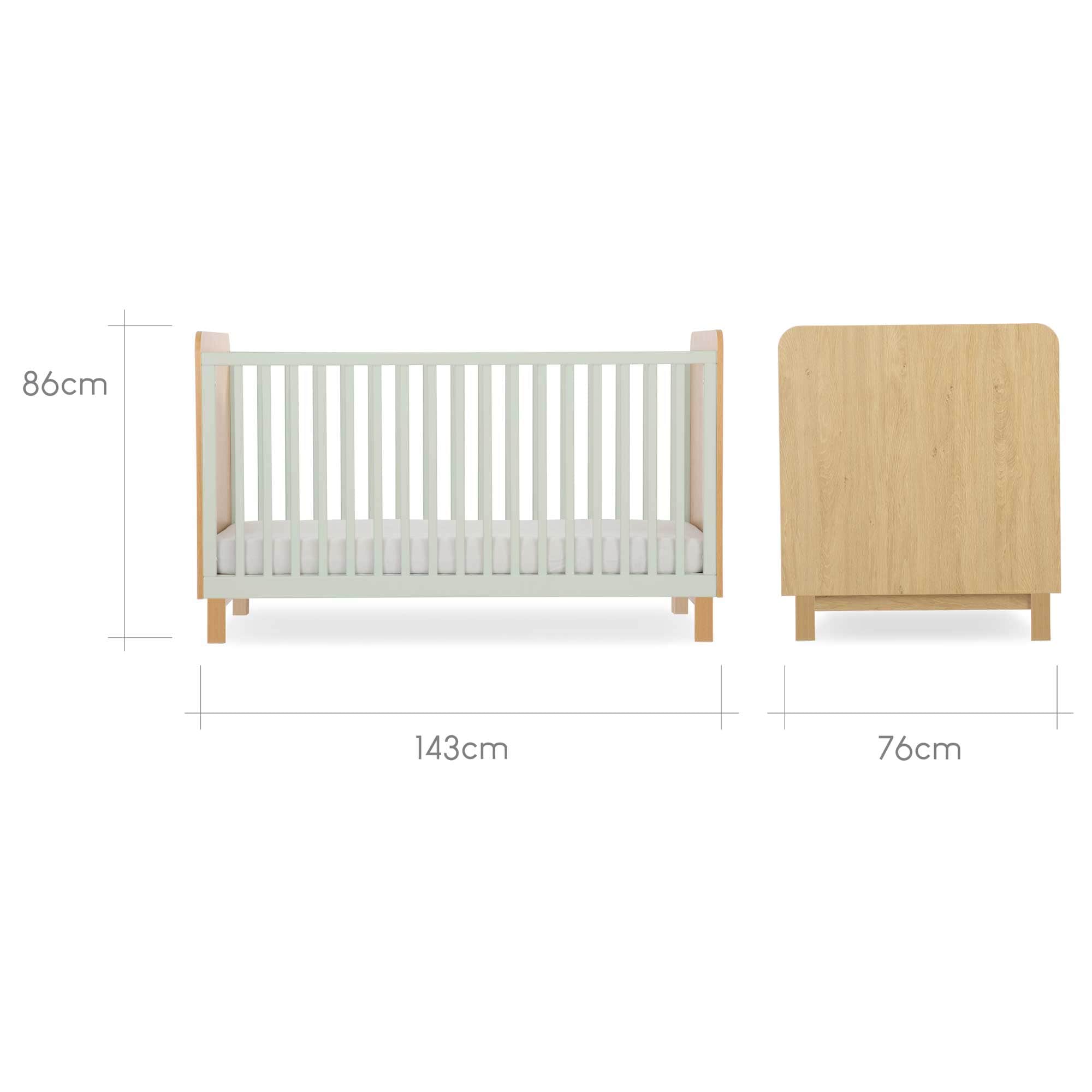 CuddleCo baby cot beds CuddleCo Remi Cot Bed - Oak/Green