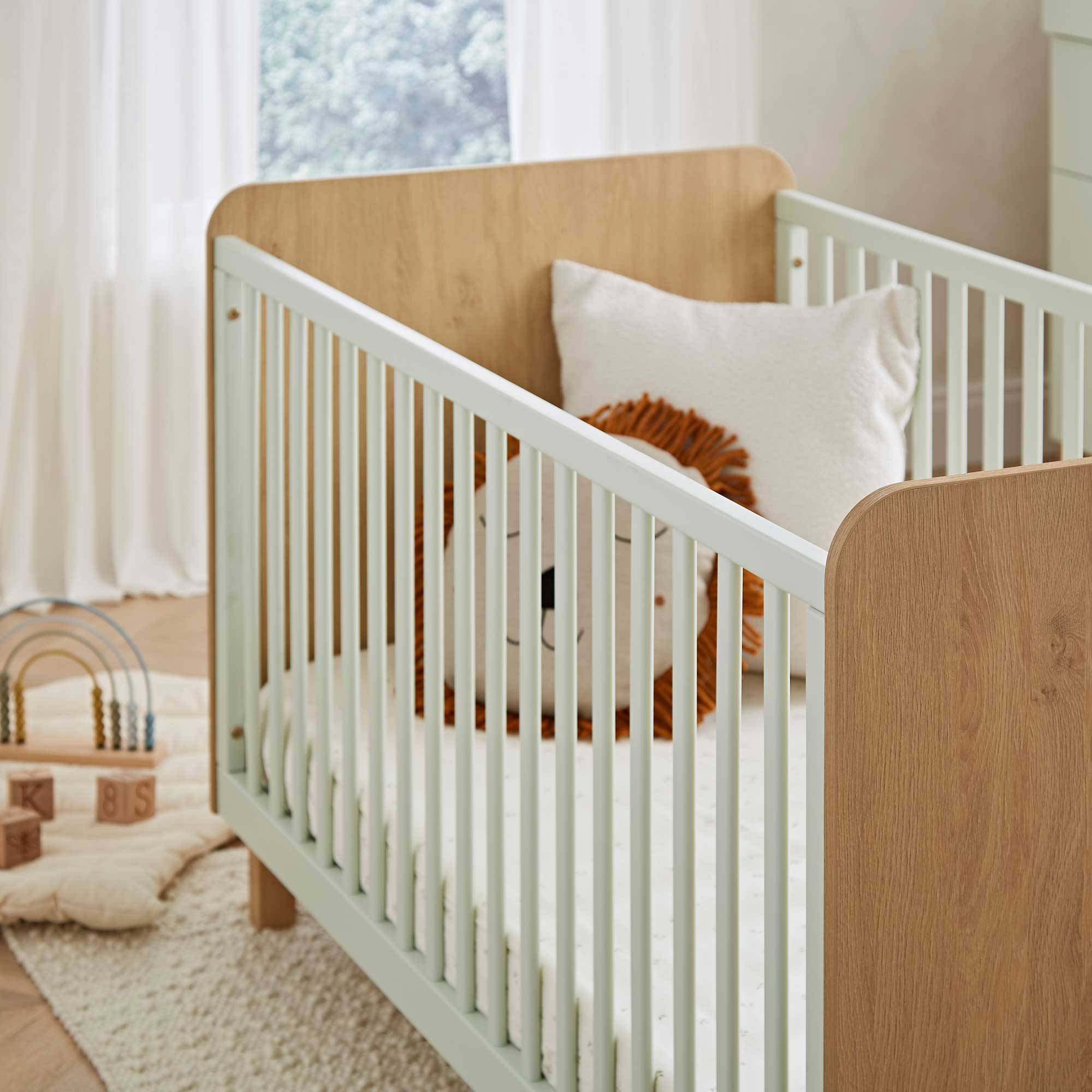 CuddleCo baby cot beds CuddleCo Remi Cot Bed - Oak/Green