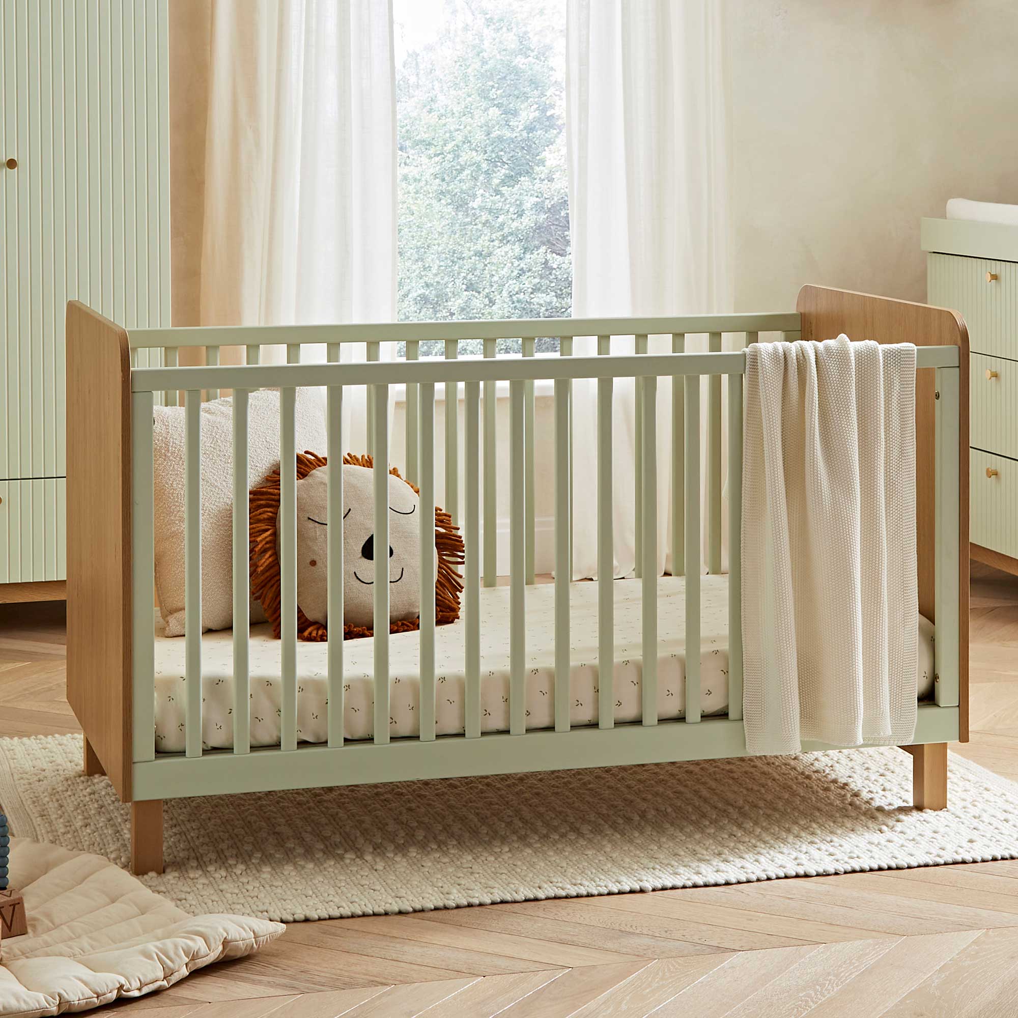 CuddleCo baby cot beds CuddleCo Remi Cot Bed - Oak/Green