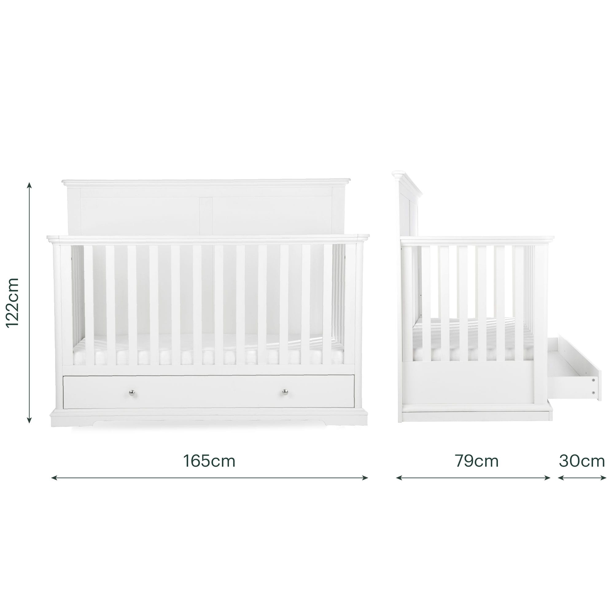 CuddleCo cribs Cuddleco Beaumont Grande Cotbed - White
