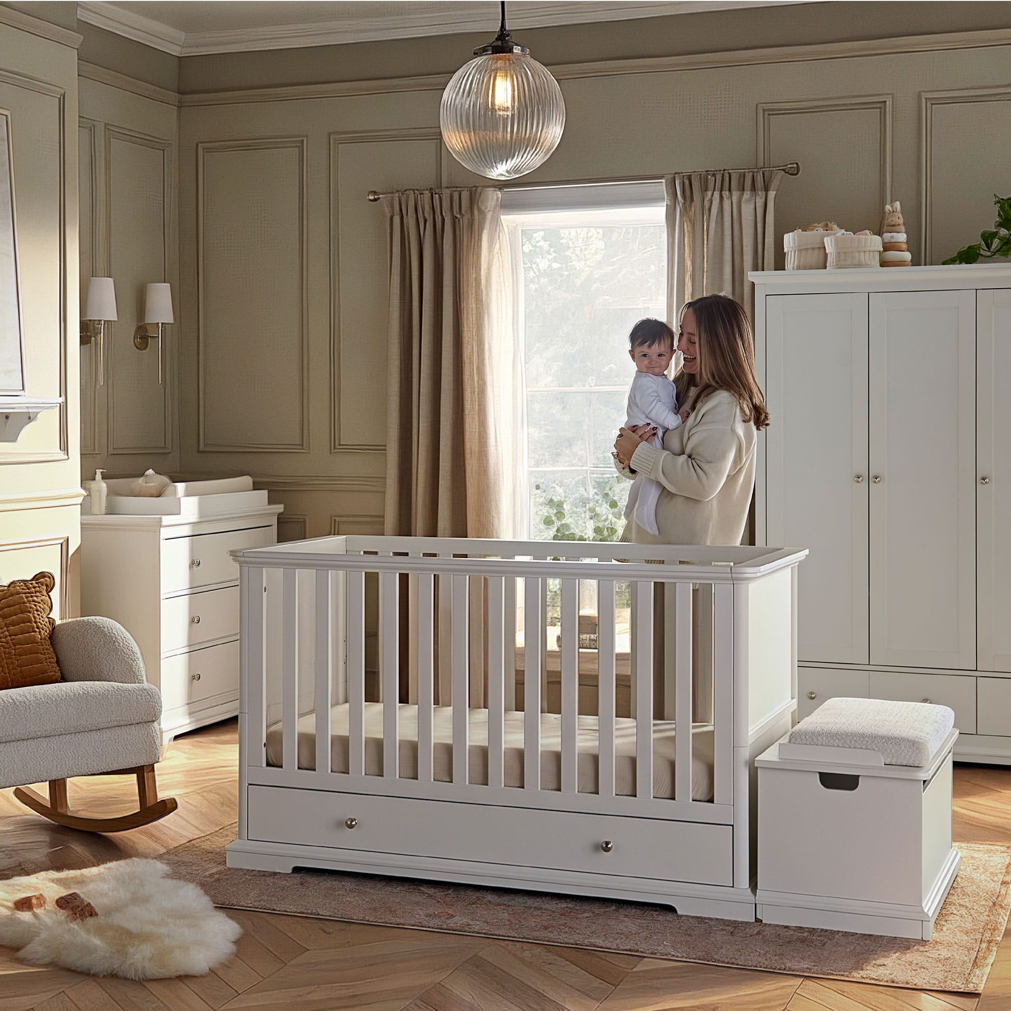 CuddleCo cribs Cuddleco Beaumont Low Cotbed - White