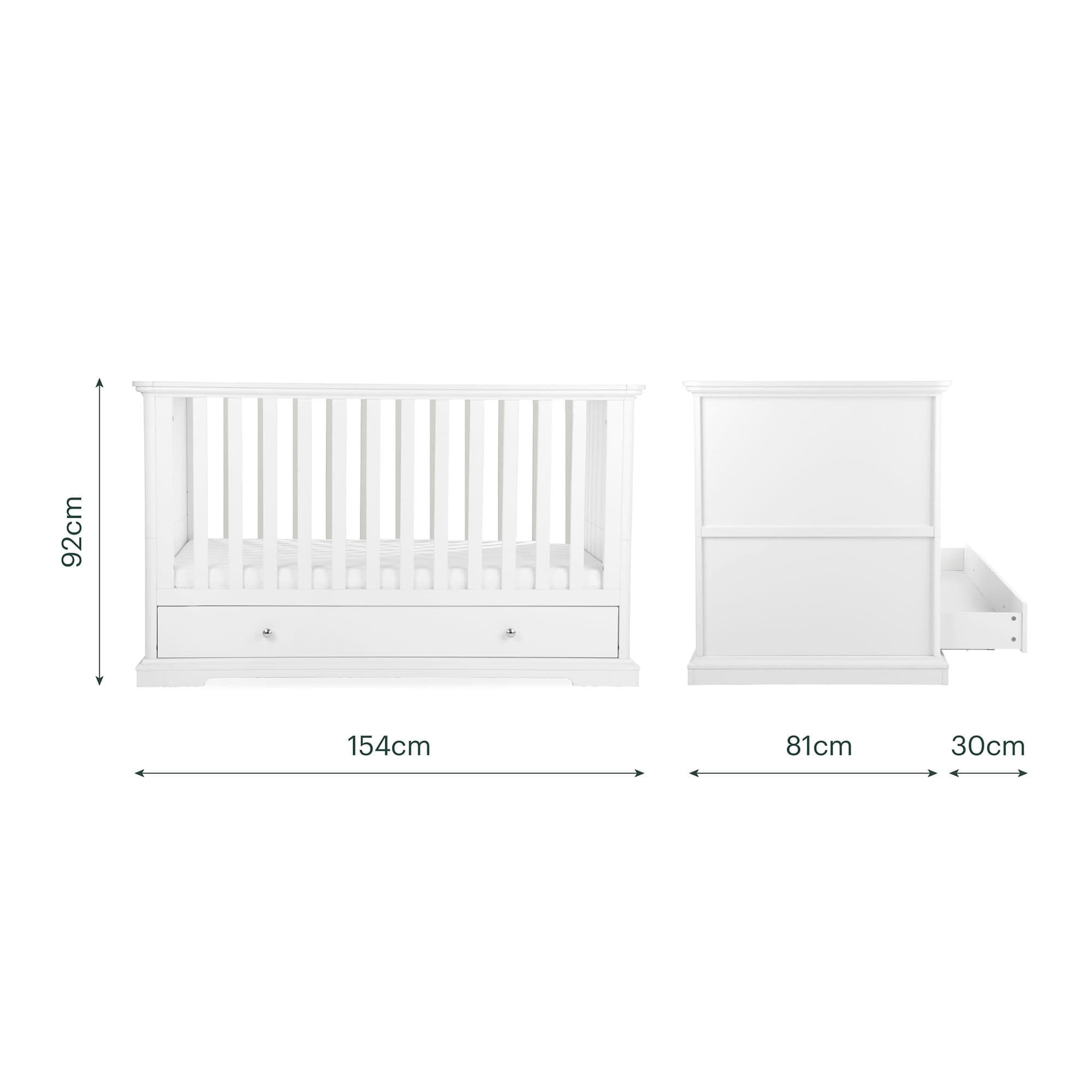 CuddleCo cribs Cuddleco Beaumont Low Cotbed - White