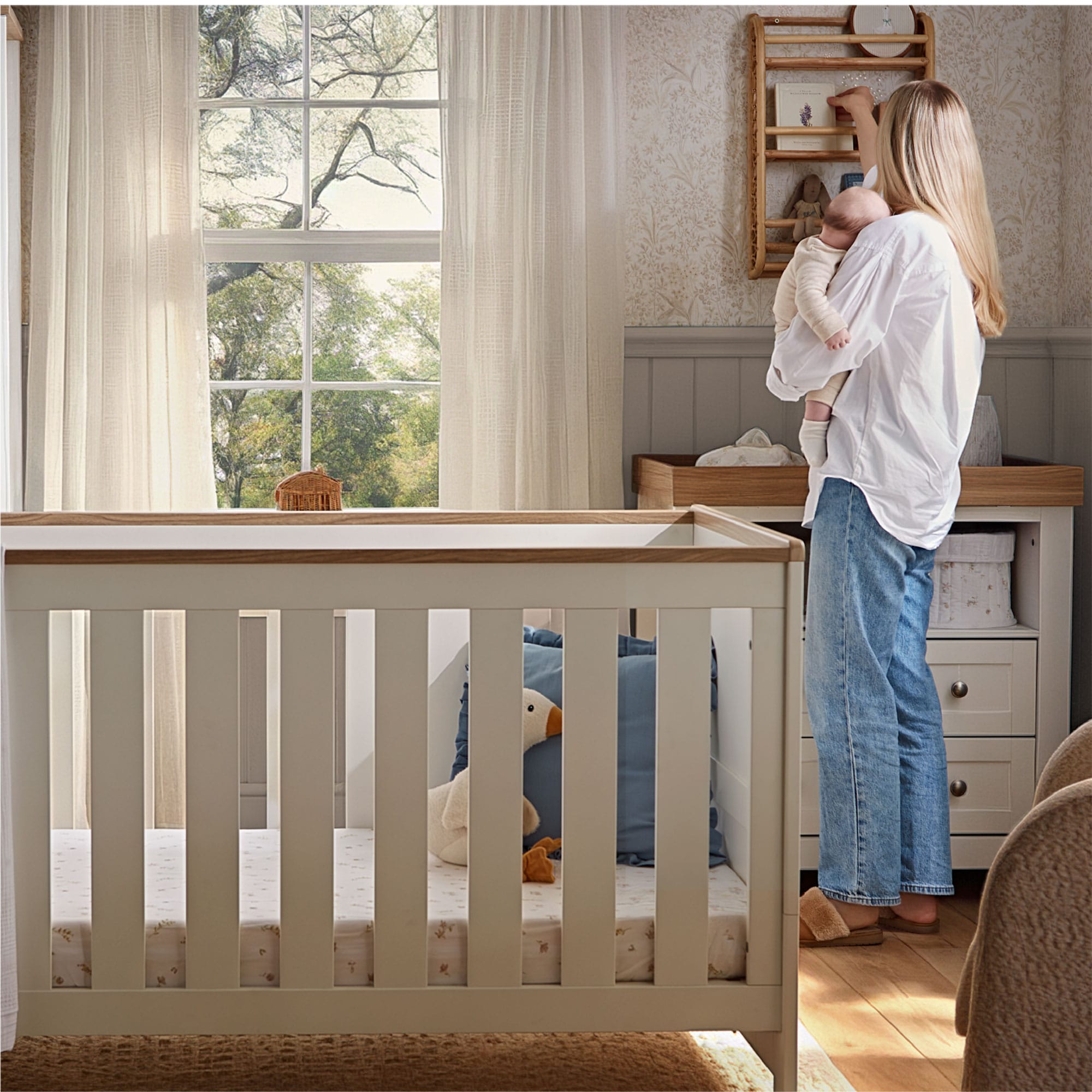 CuddleCo cribs Cuddleco Burford Cotbed - White/Oak