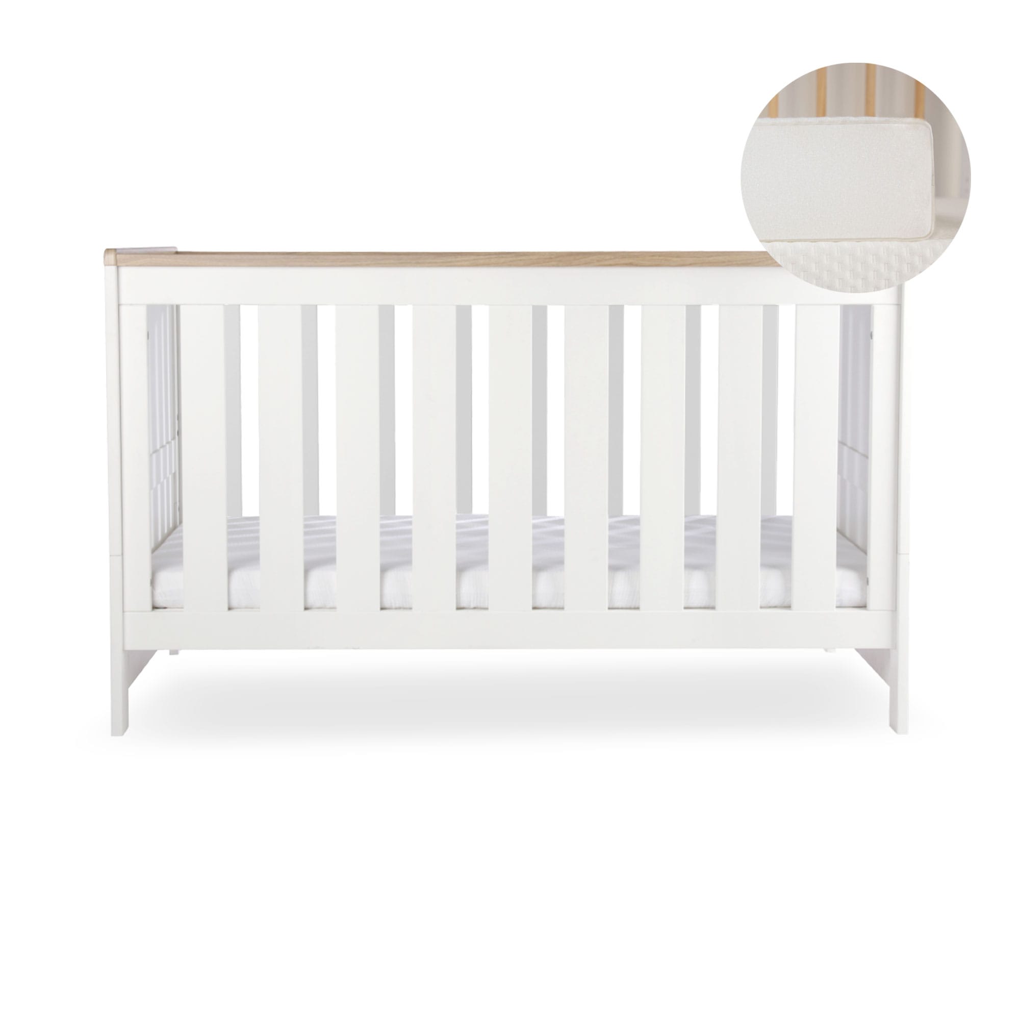 CuddleCo cribs Cuddleco Burford Cotbed - White/Oak FRN/CUD/155494/FM