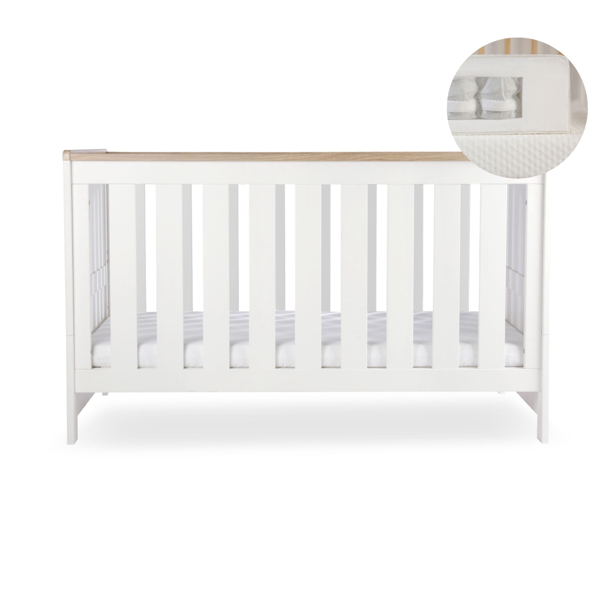 CuddleCo cribs Cuddleco Burford Cotbed - White/Oak FRN/CUD/155494/PS