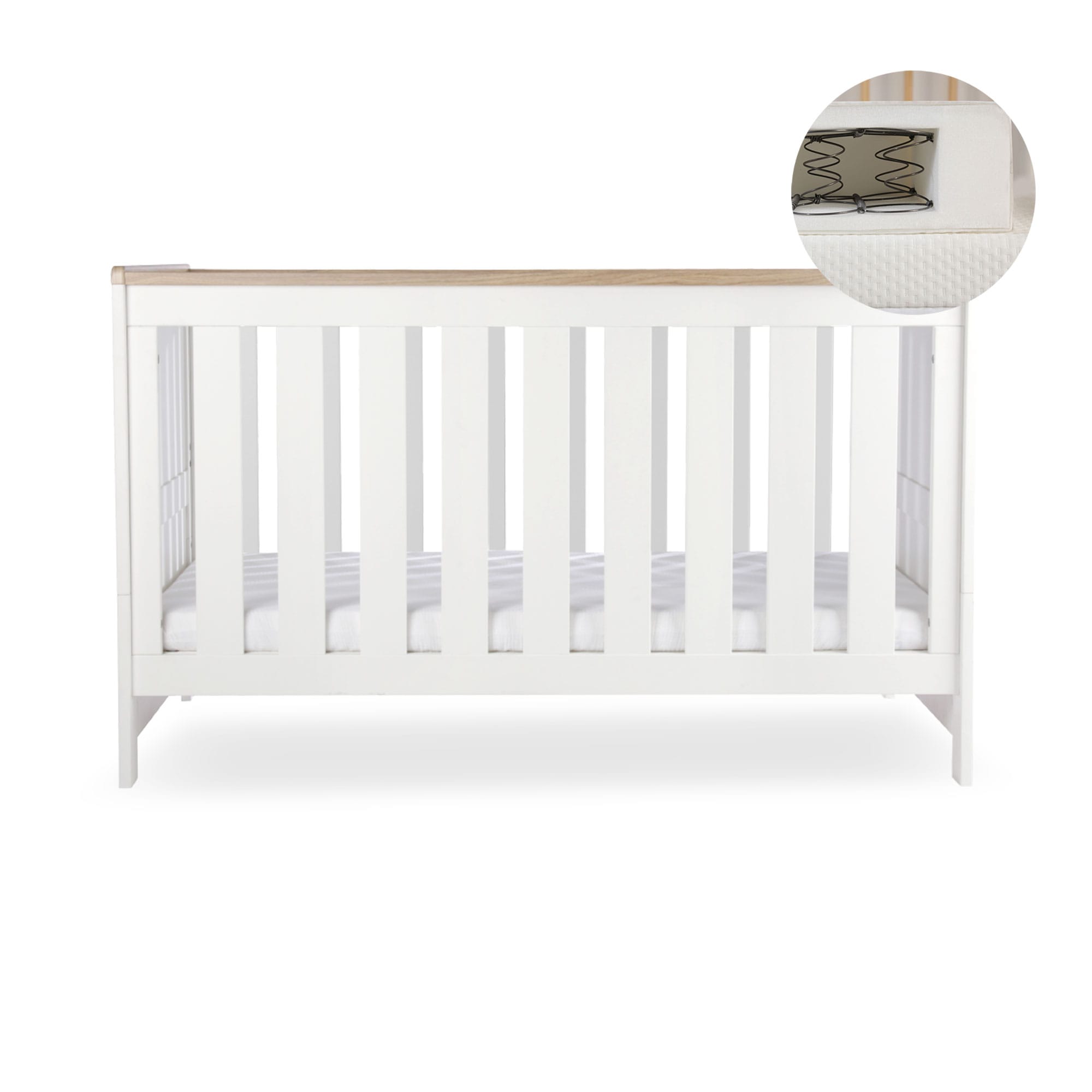 CuddleCo cribs Cuddleco Burford Cotbed - White/Oak FRN/CUD/155494/SM