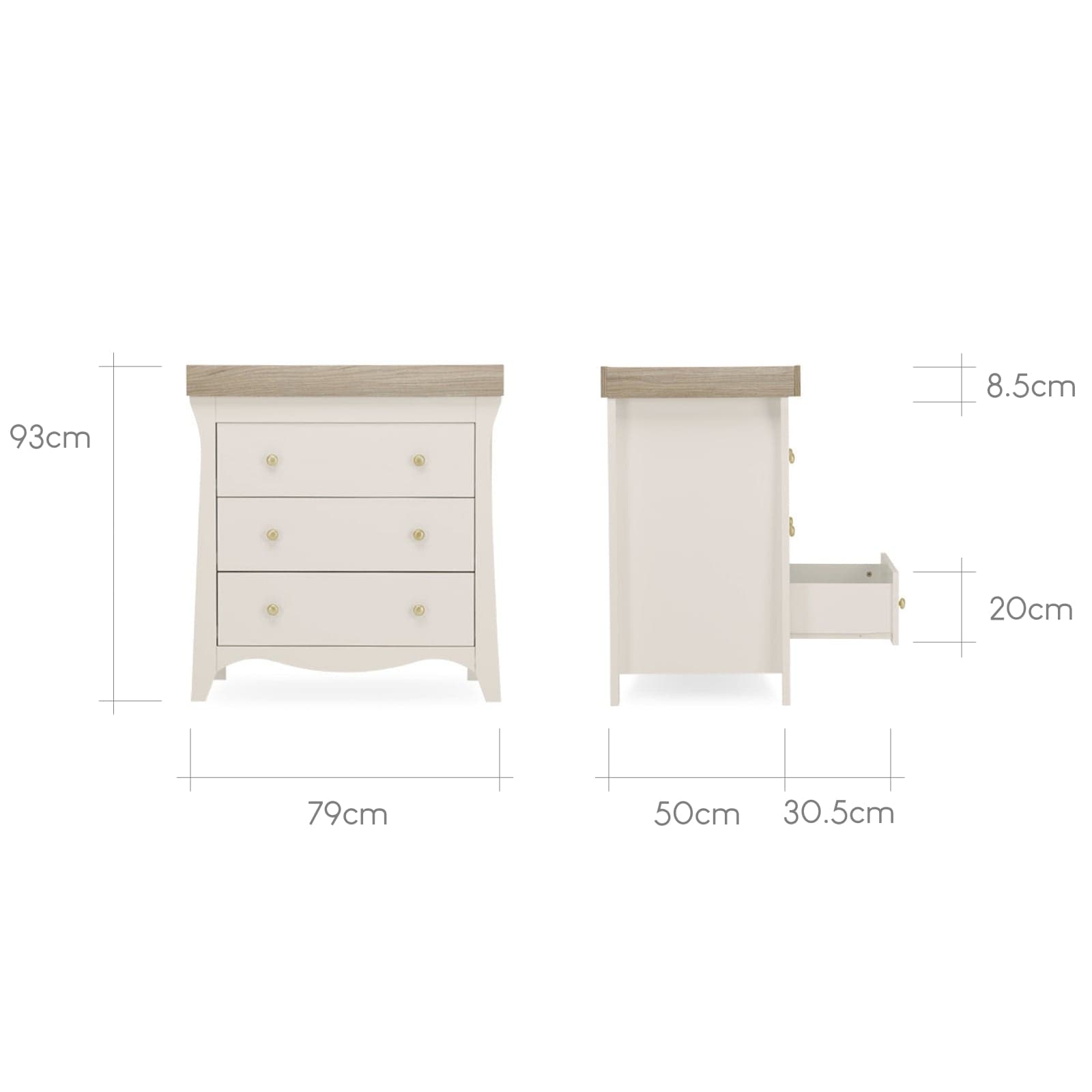 CuddleCo Nursery Room Sets Cuddleco Clara 3 Piece Nursery Furniture Set - Cashmere