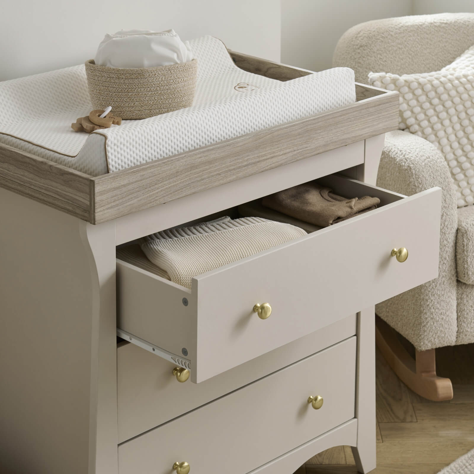CuddleCo Nursery Room Sets Cuddleco Clara 3 Piece Nursery Furniture Set - Cashmere