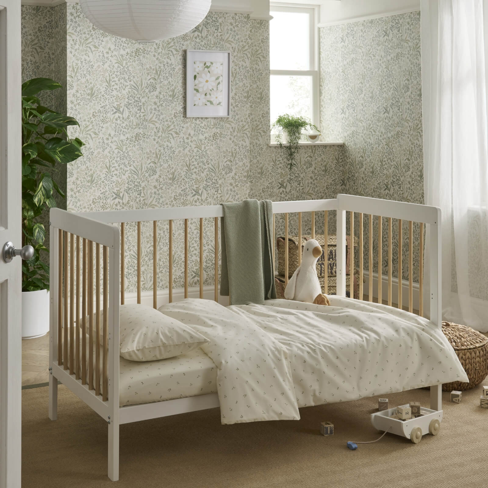 CuddleCo Nursery Room Sets CuddleCo Nola Cot Bed - White & Natural