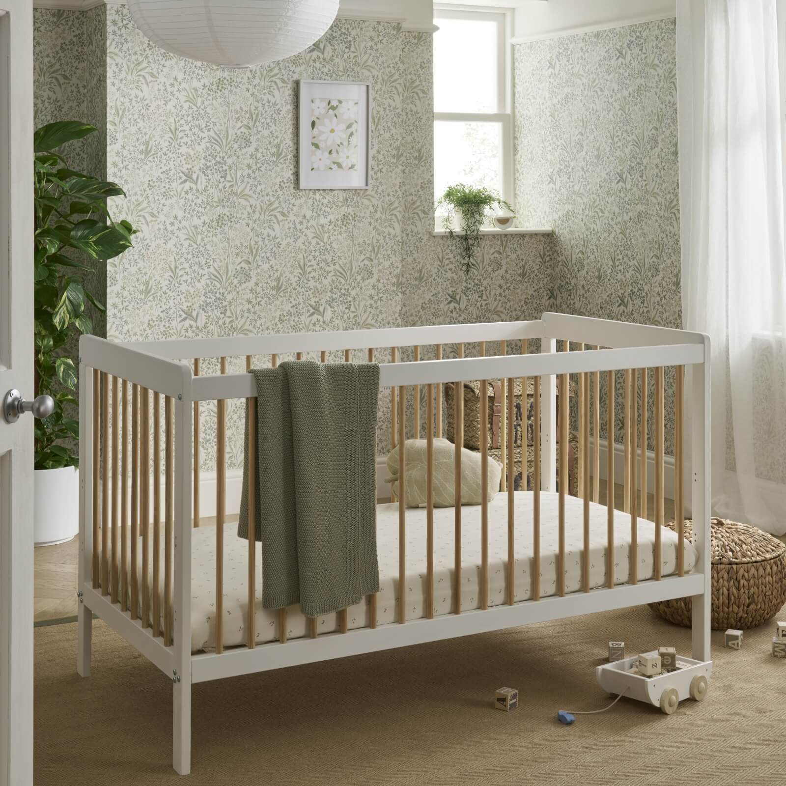 CuddleCo Nursery Room Sets CuddleCo Nola Cot Bed - White & Natural
