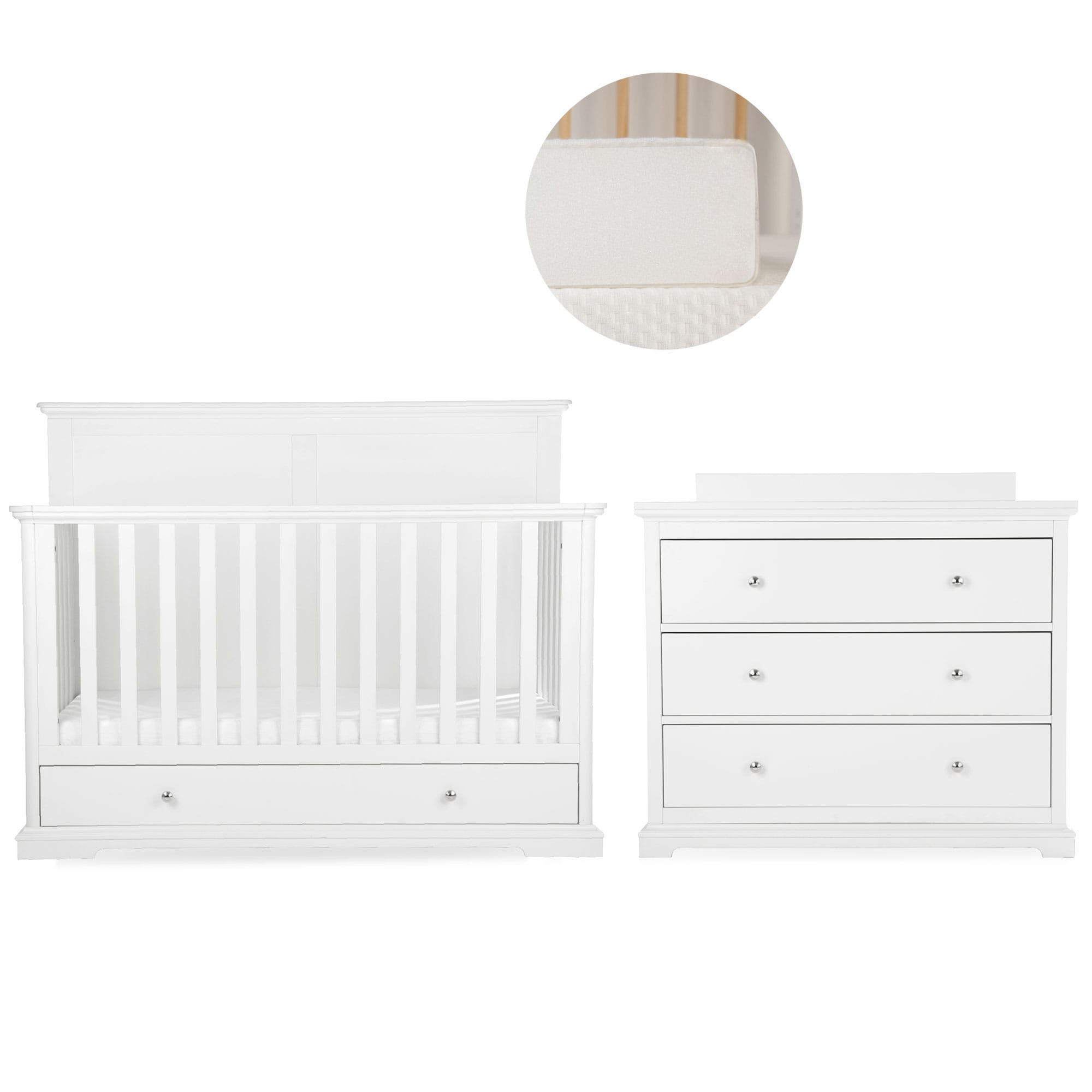 CuddleCo nursery room sets Cuddleco Beaumont 2 Piece Nursery Furniture Set with Grande Cotbed - White FRN/CUD/155197/FM