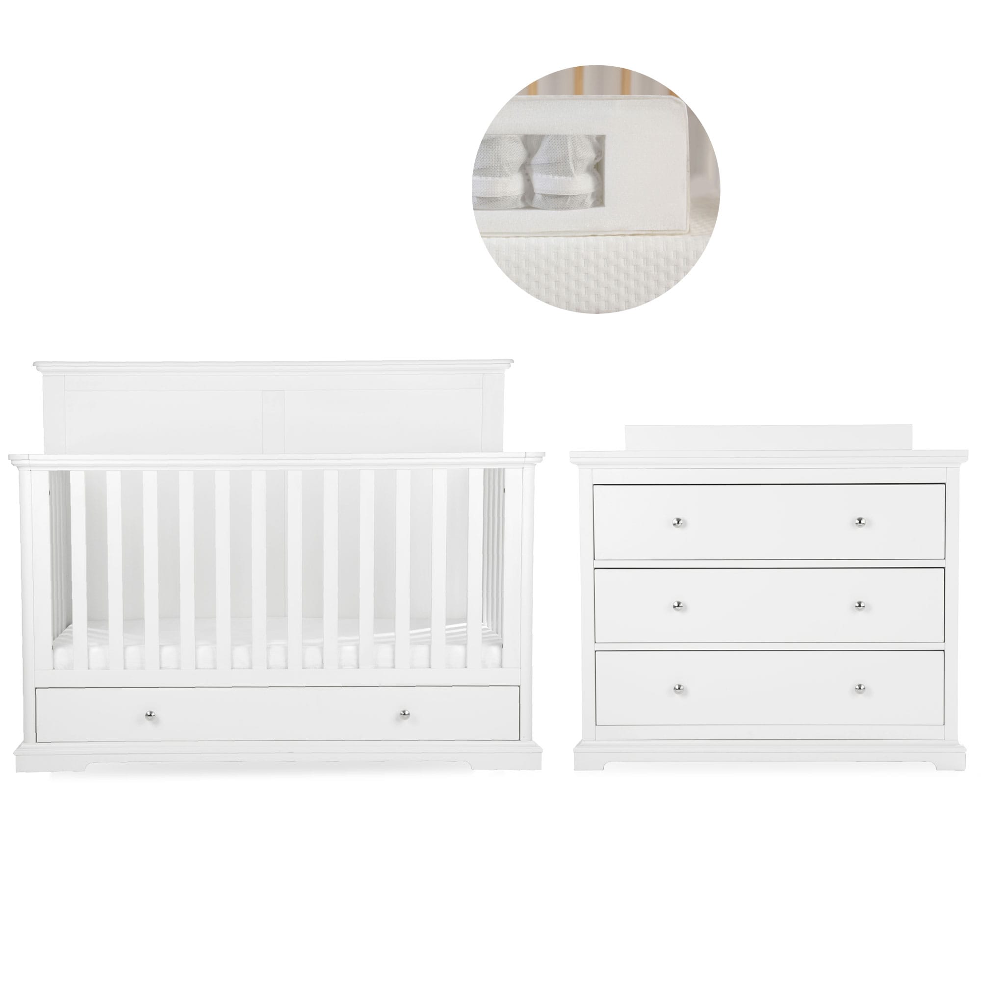 CuddleCo nursery room sets Cuddleco Beaumont 2 Piece Nursery Furniture Set with Grande Cotbed - White FRN/CUD/155197/PS