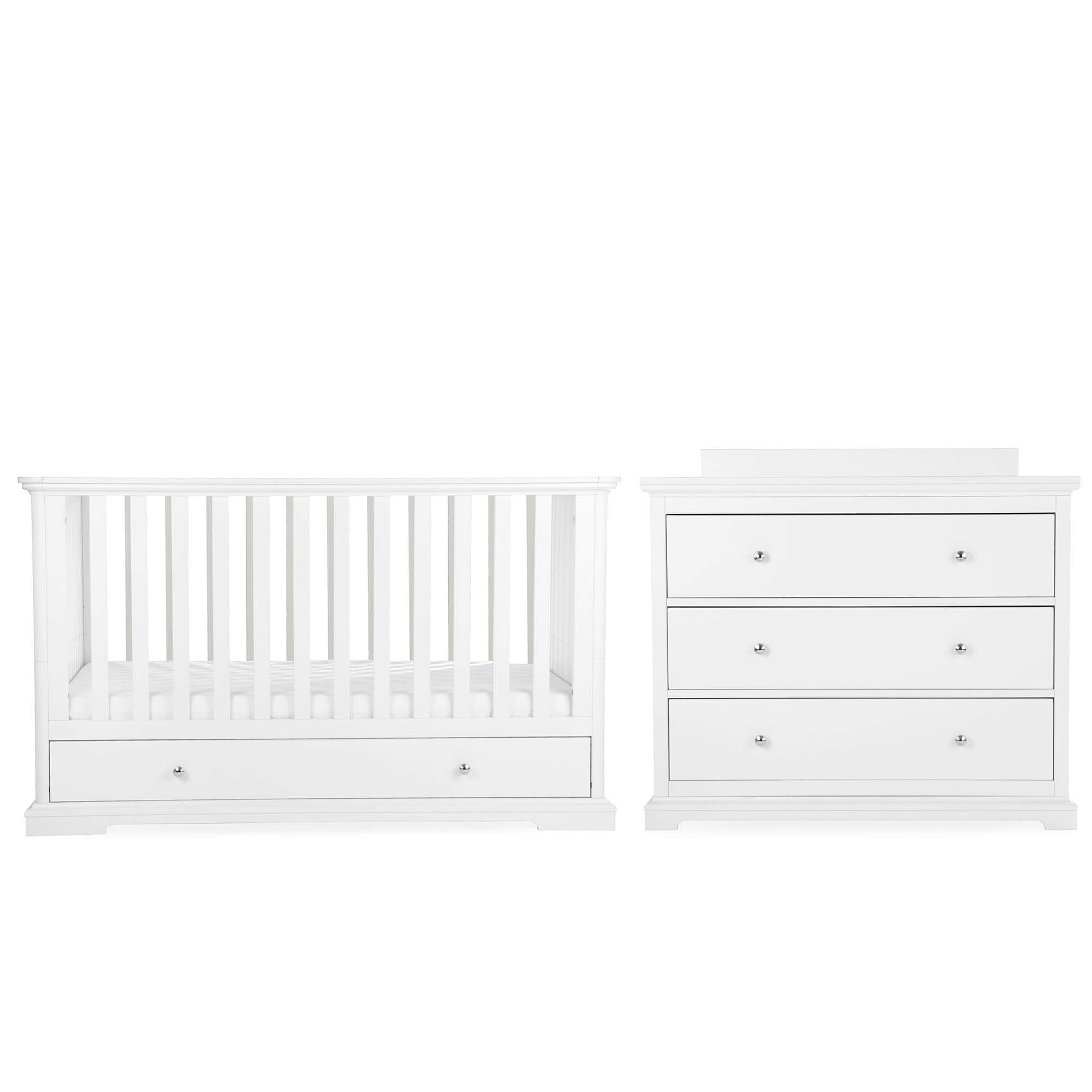 CuddleCo nursery room sets Cuddleco Beaumont 2 Piece Nursery Furniture Set with Low Cotbed - White FRN/CUD/155173