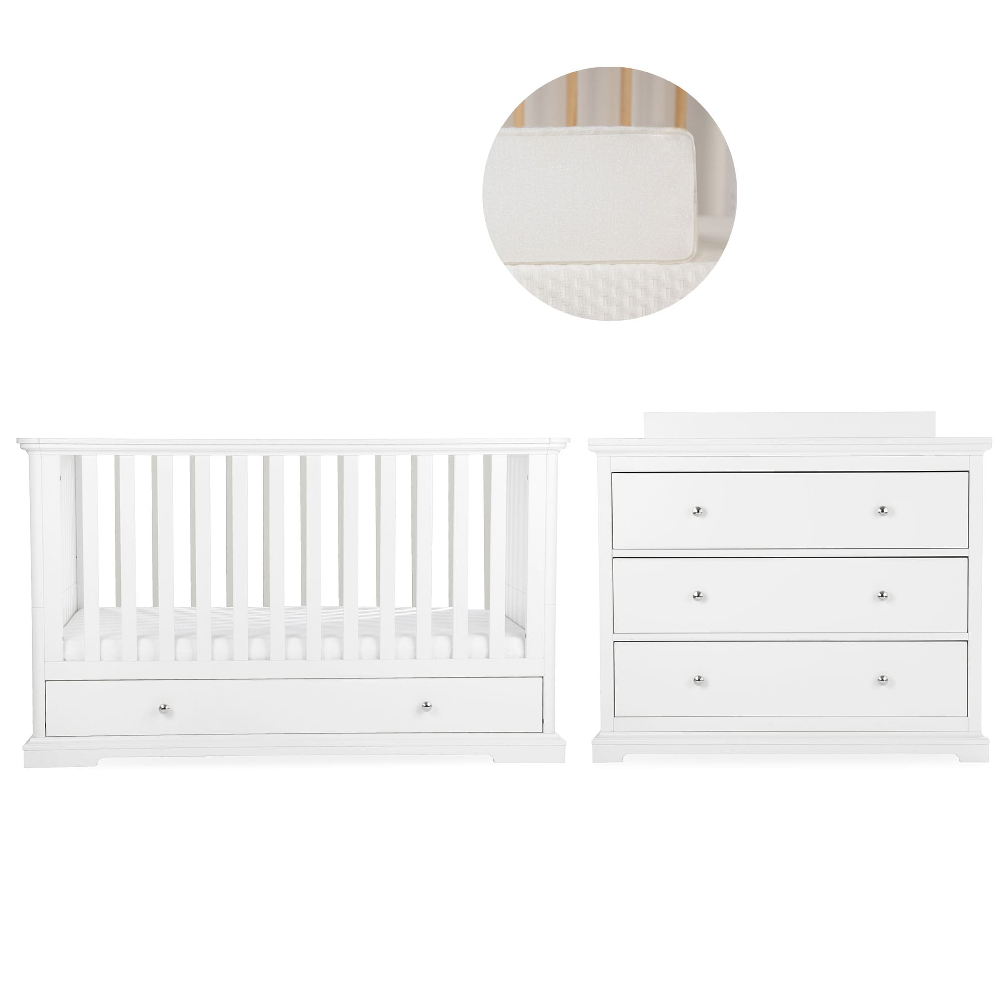 CuddleCo nursery room sets Cuddleco Beaumont 2 Piece Nursery Furniture Set with Low Cotbed - White FRN/CUD/155173/FM