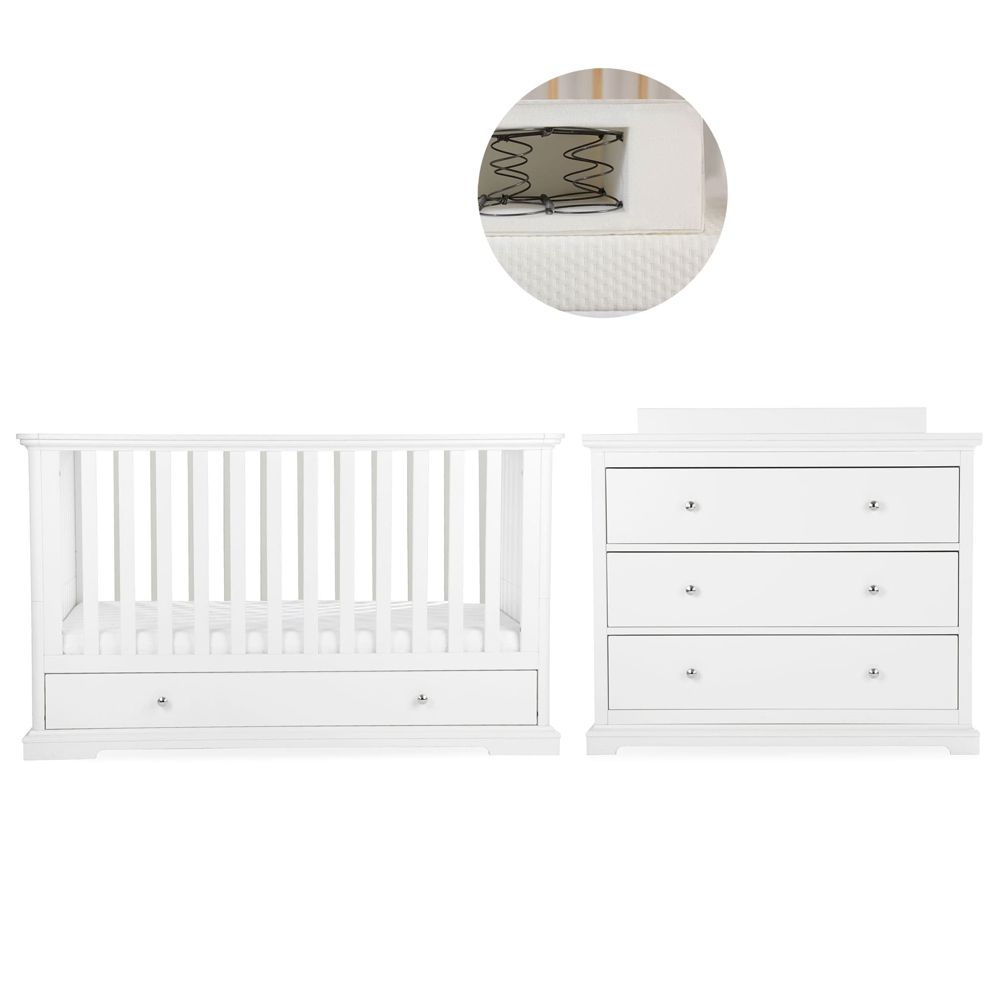 CuddleCo nursery room sets Cuddleco Beaumont 2 Piece Nursery Furniture Set with Low Cotbed - White FRN/CUD/155173/SM