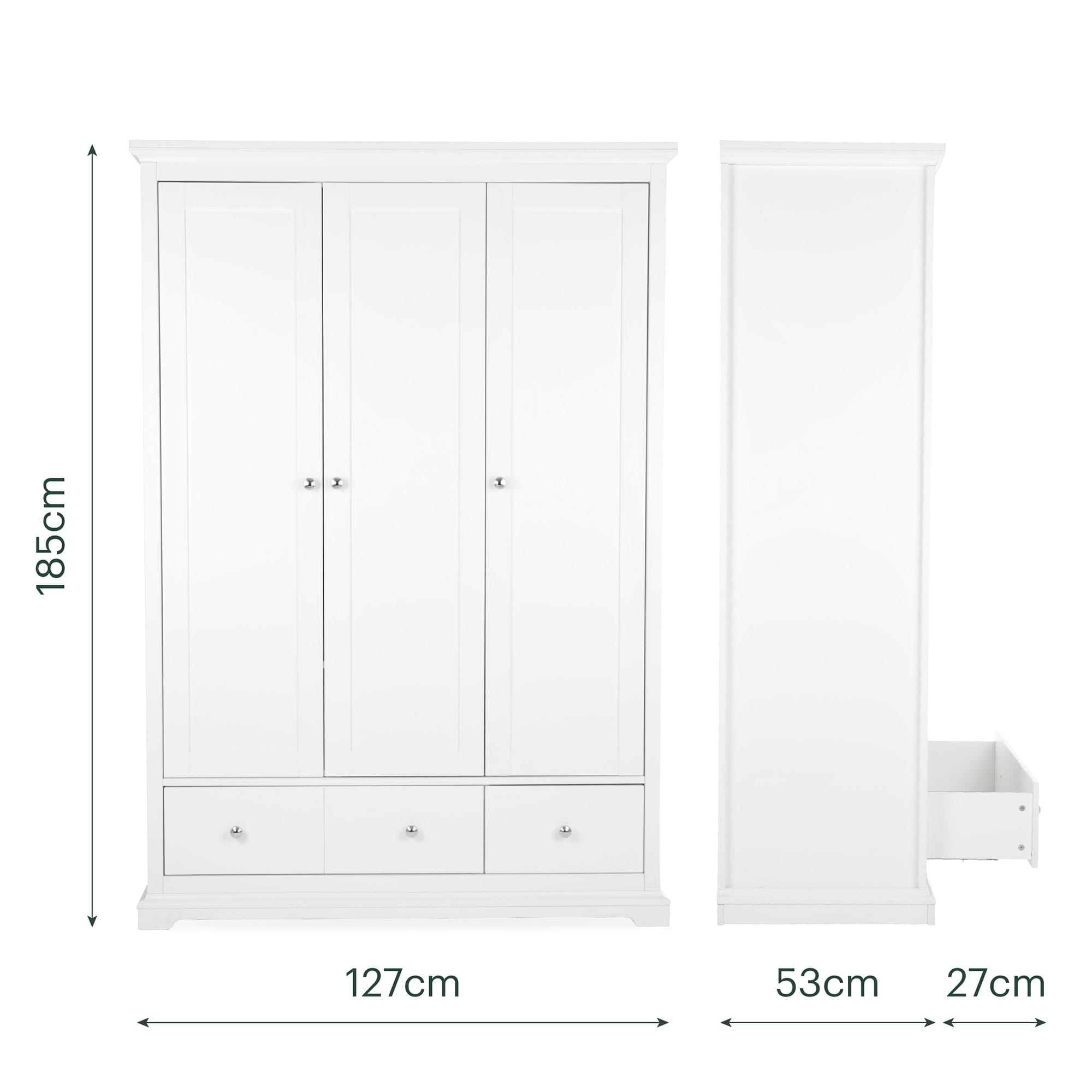 CuddleCo nursery room sets Cuddleco Beaumont 3 Piece Nursery Furniture Set with Grande Cotbed - White