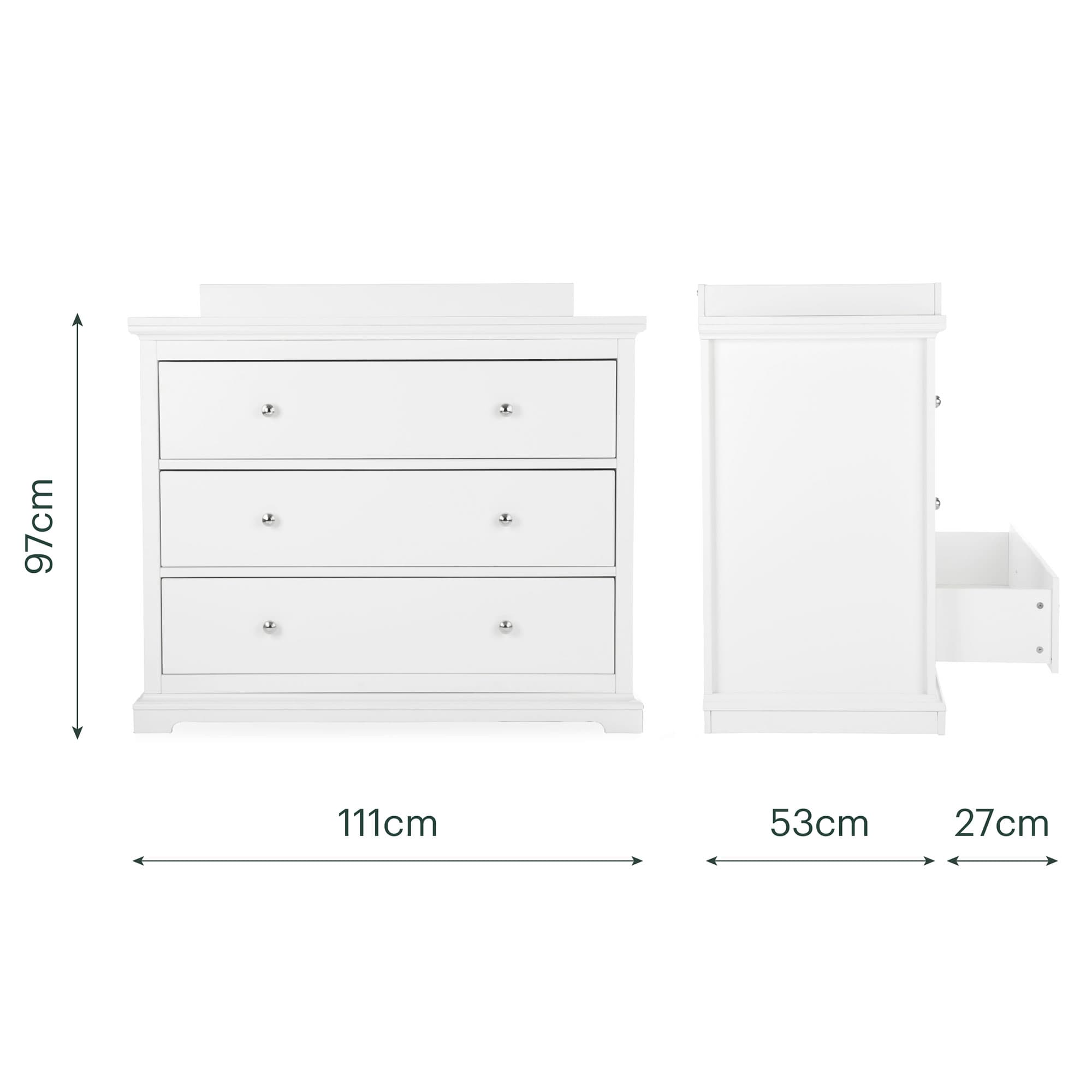 CuddleCo nursery room sets Cuddleco Beaumont 3 Piece Nursery Furniture Set with Grande Cotbed - White