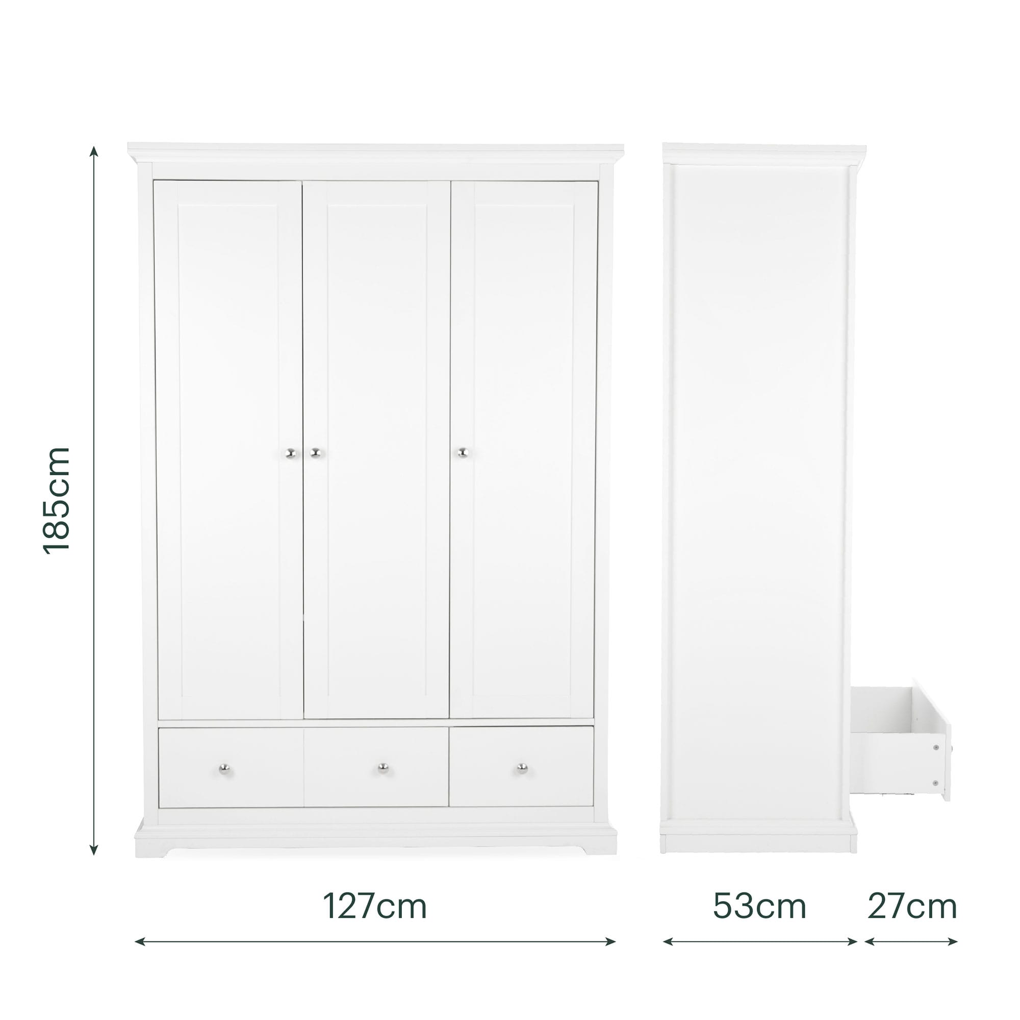 CuddleCo nursery room sets Cuddleco Beaumont 3 Piece Nursery Furniture Set with Low Cotbed - White