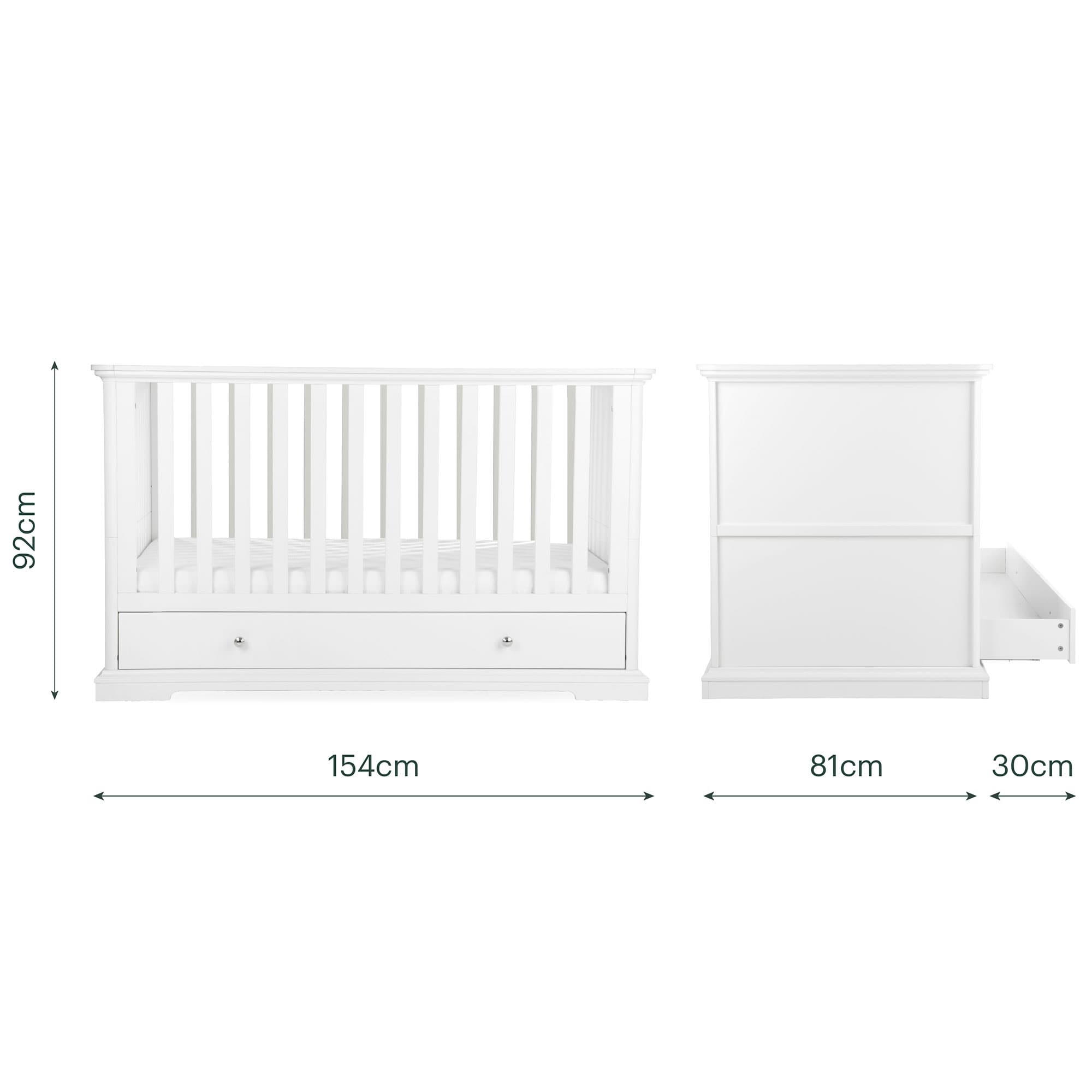 CuddleCo nursery room sets Cuddleco Beaumont 3 Piece Nursery Furniture Set with Low Cotbed - White