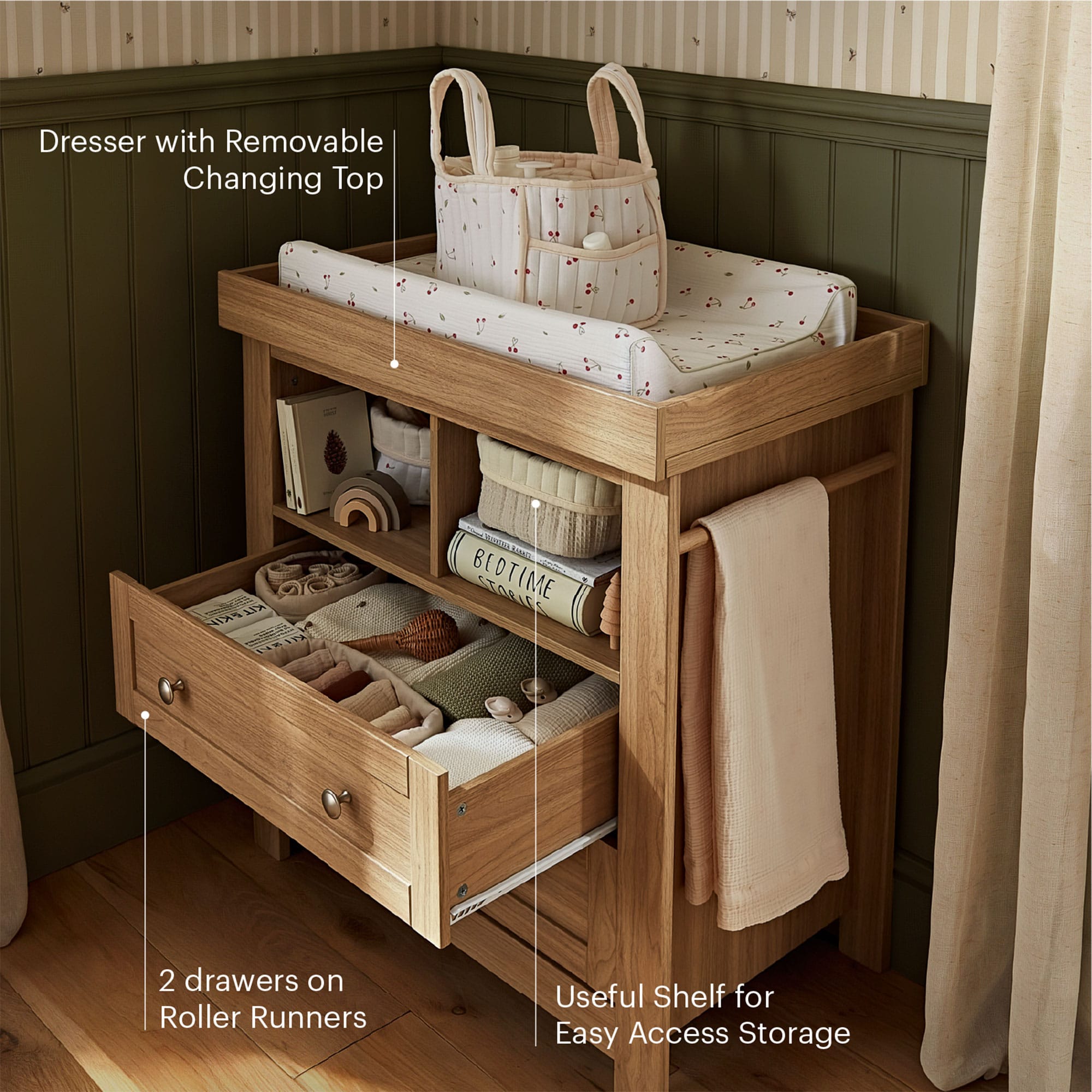 CuddleCo nursery room sets Cuddleco Burford 2 Piece Nursery Furniture Set - Oak
