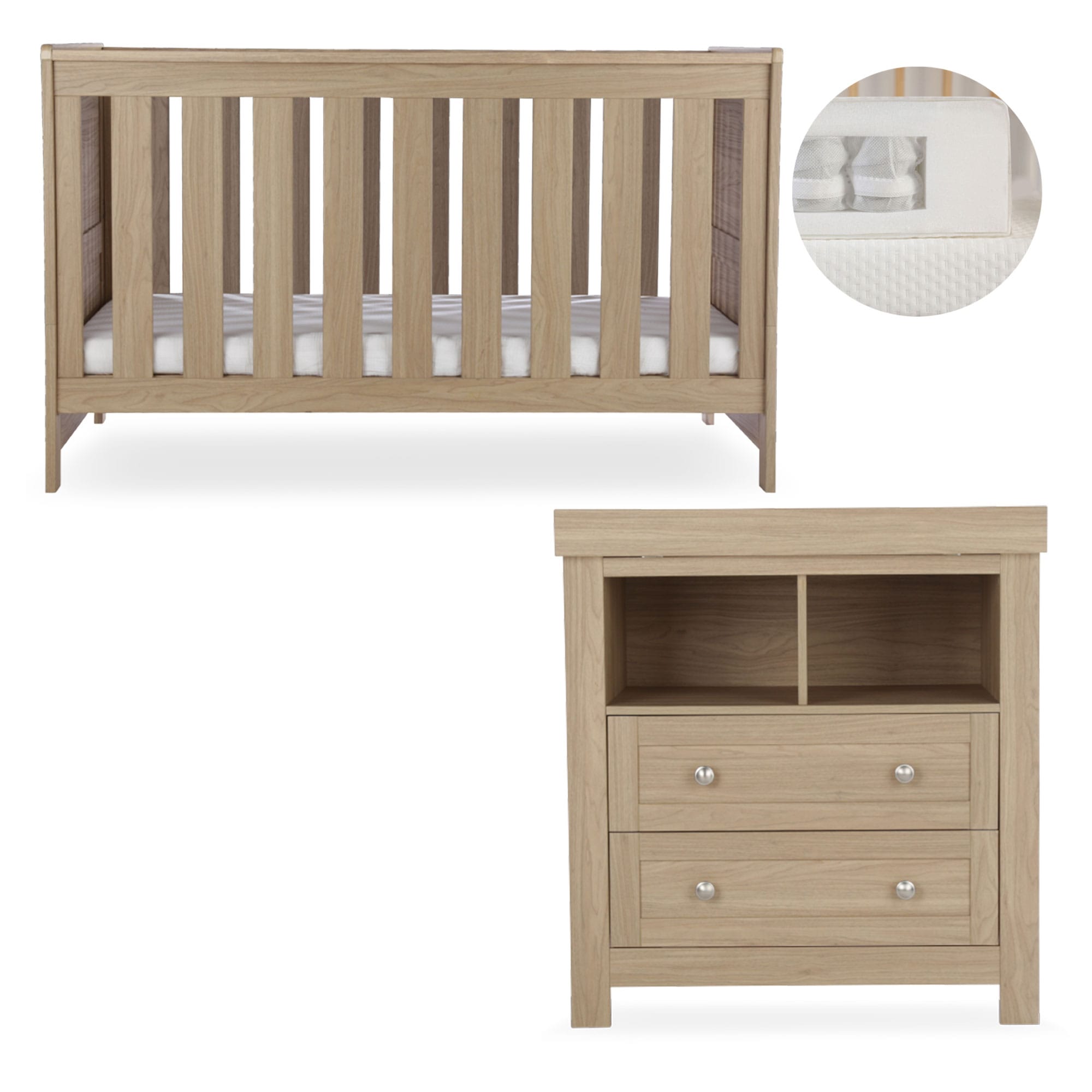 CuddleCo nursery room sets Cuddleco Burford 2 Piece Nursery Furniture Set - Oak FRN/CUD/155708/PS