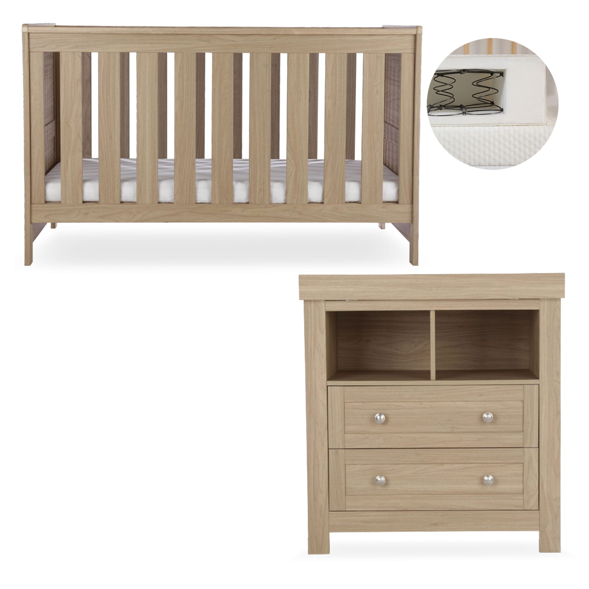 CuddleCo nursery room sets Cuddleco Burford 2 Piece Nursery Furniture Set - Oak FRN/CUD/155708/SM