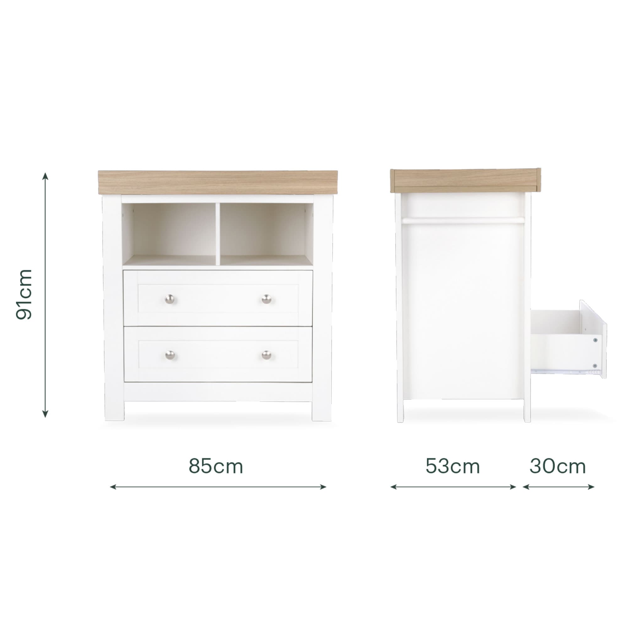 CuddleCo nursery room sets Cuddleco Burford 2 Piece Nursery Furniture Set - White/Oak