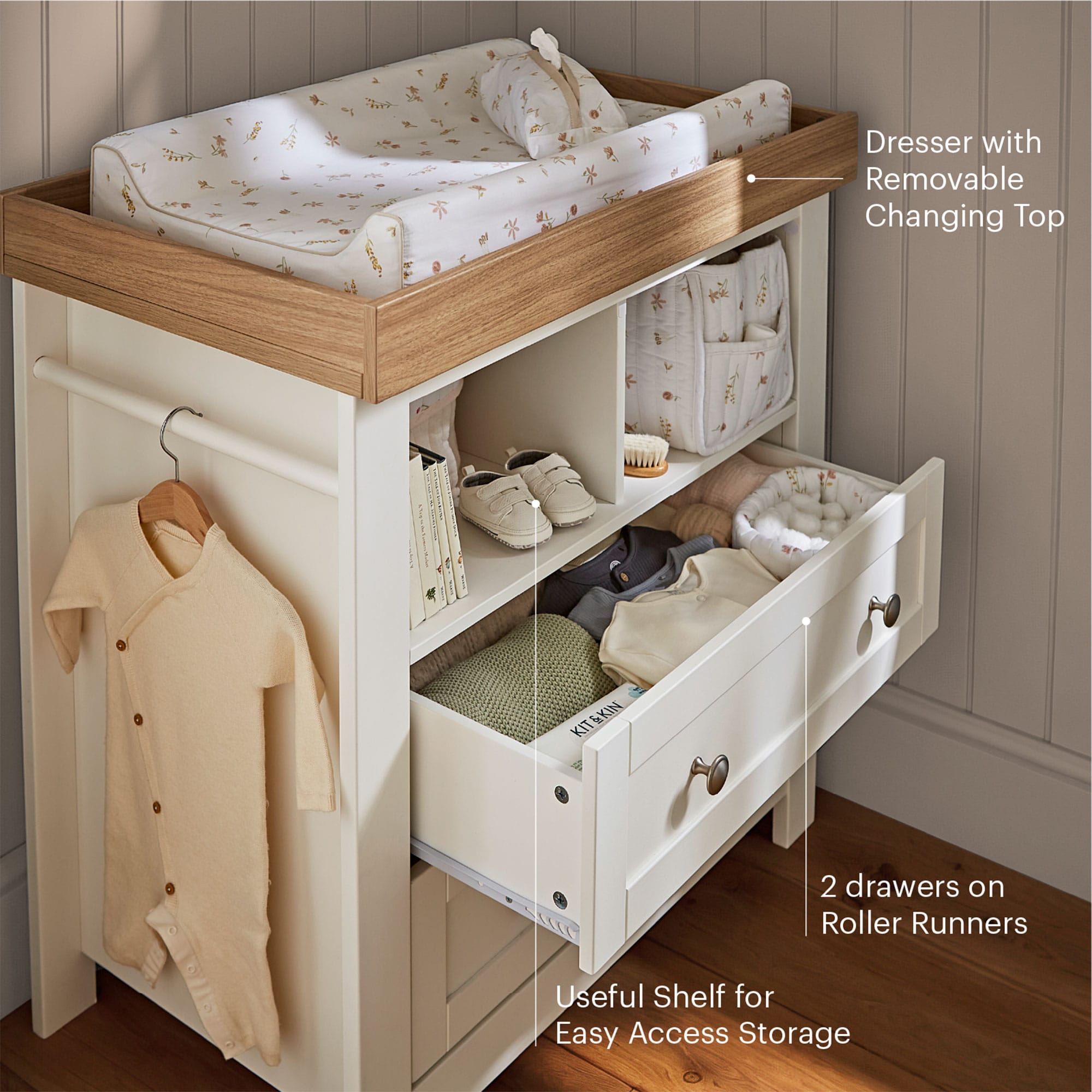 CuddleCo nursery room sets Cuddleco Burford 2 Piece Nursery Furniture Set - White/Oak