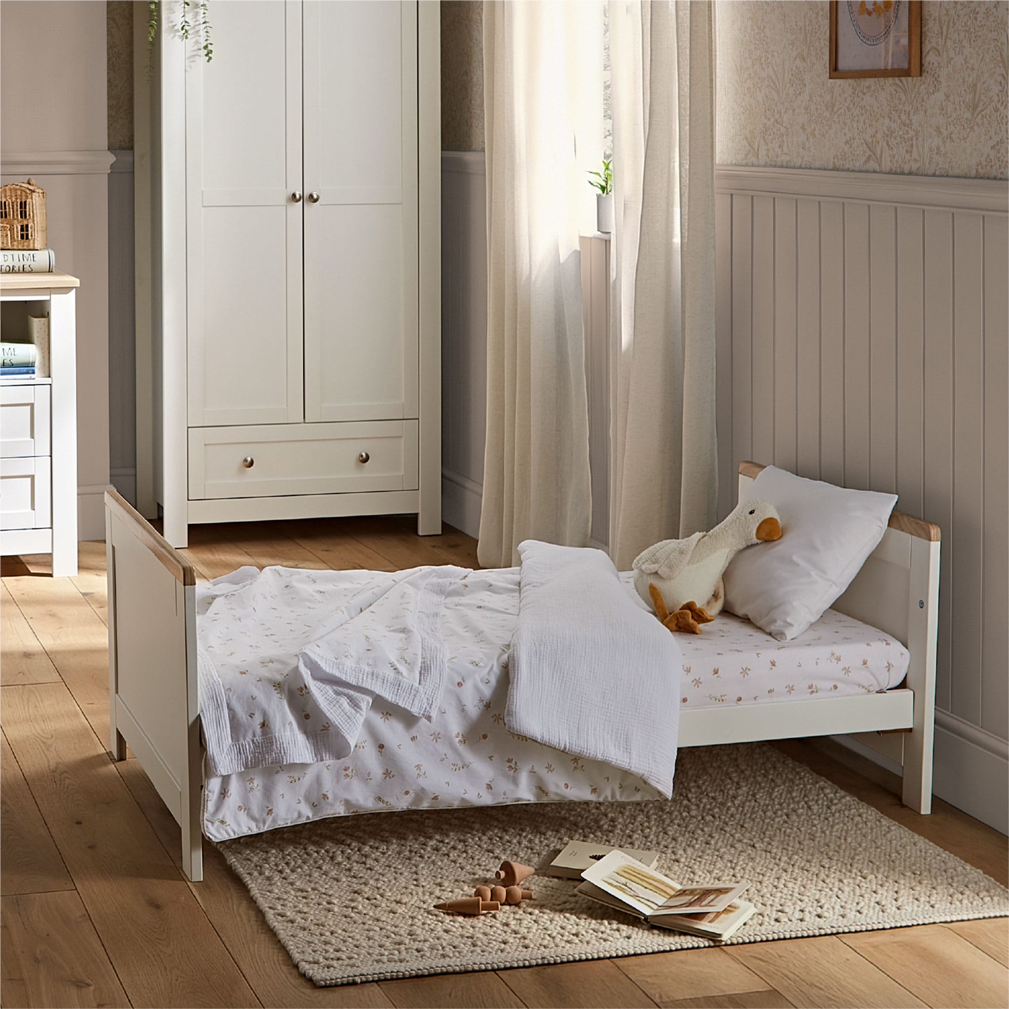 CuddleCo nursery room sets Cuddleco Burford 2 Piece Nursery Furniture Set - White/Oak