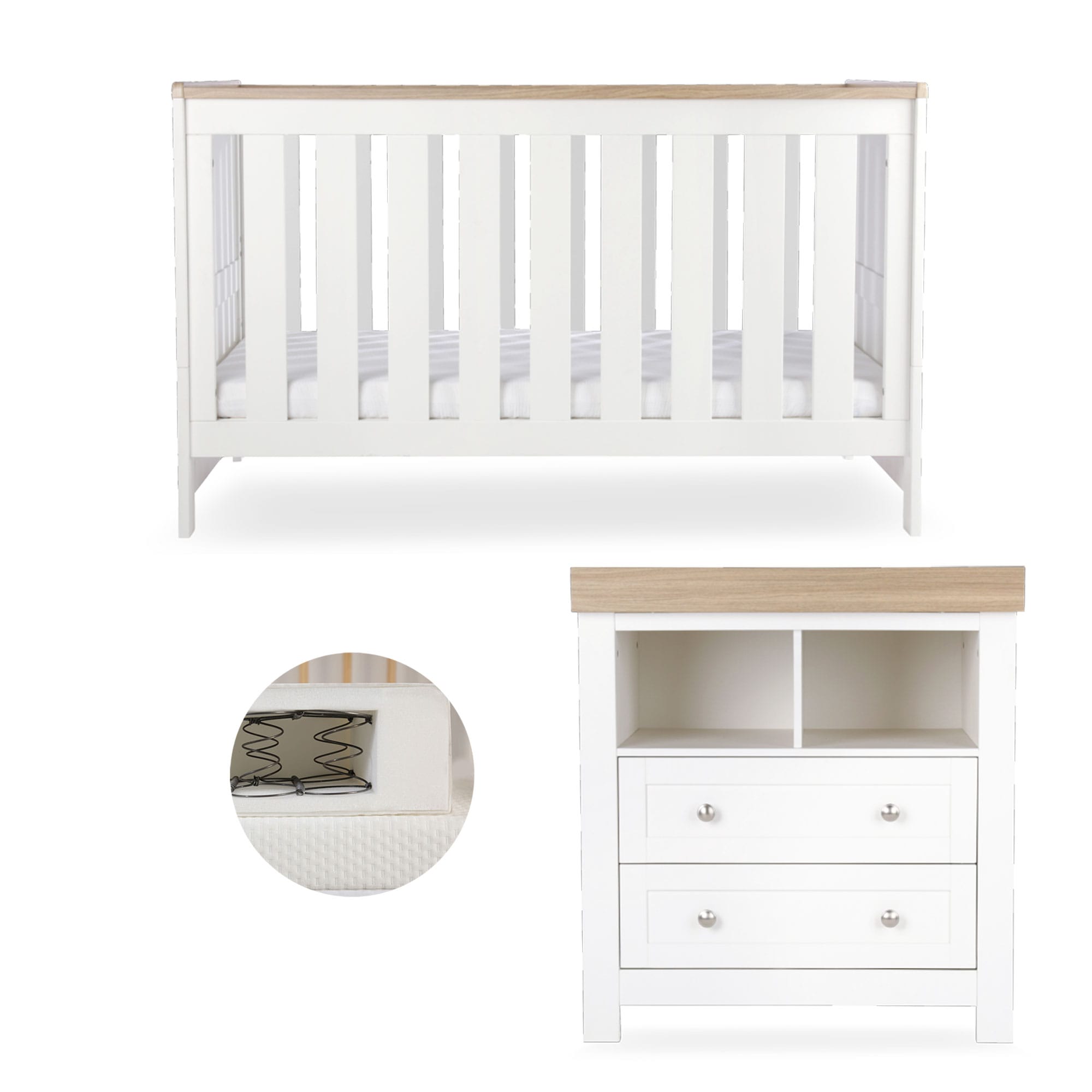 CuddleCo nursery room sets Cuddleco Burford 2 Piece Nursery Furniture Set - White/Oak FRN/CUD/155593/SM