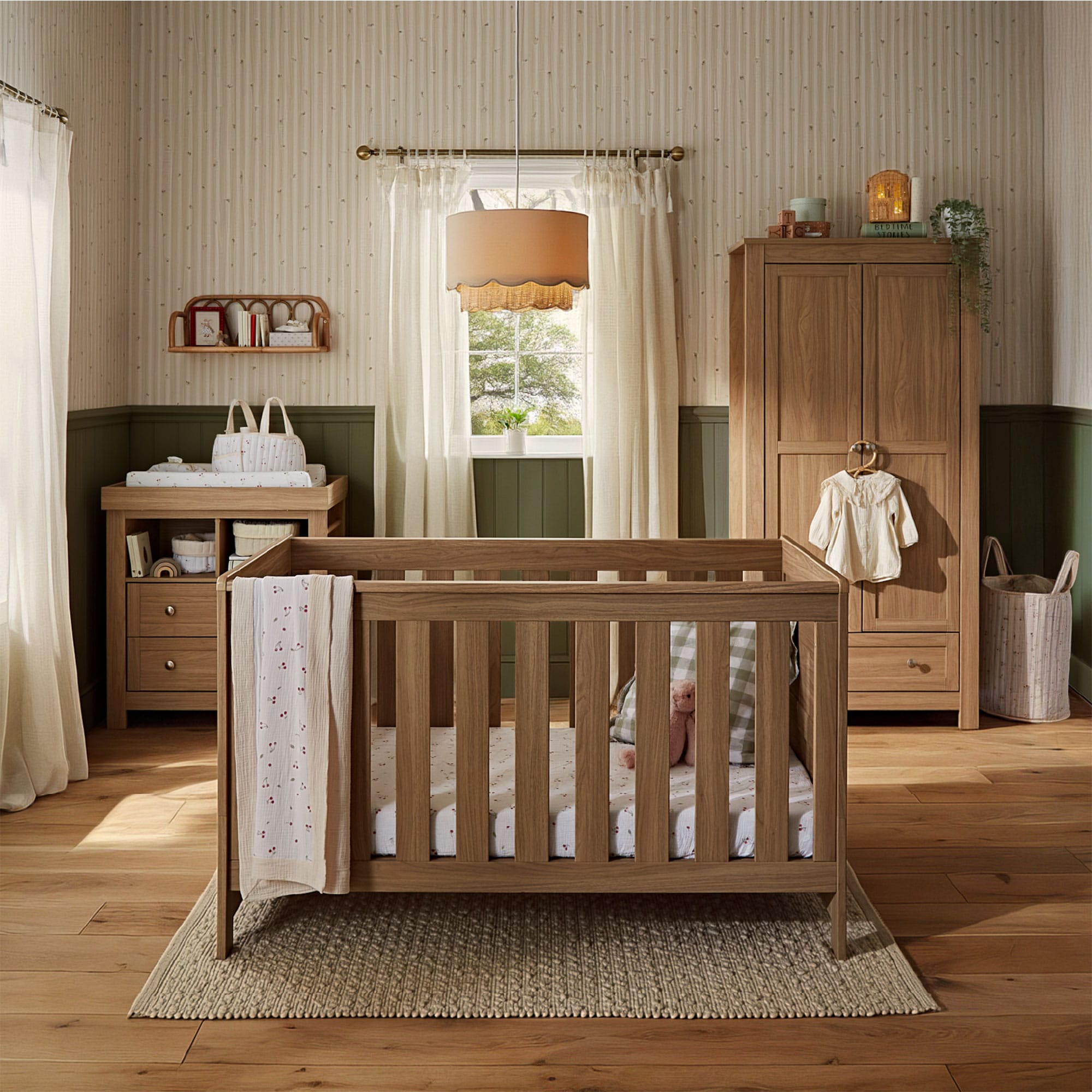 CuddleCo nursery room sets Cuddleco Burford 3 Piece Nursery Furniture Set - Oak