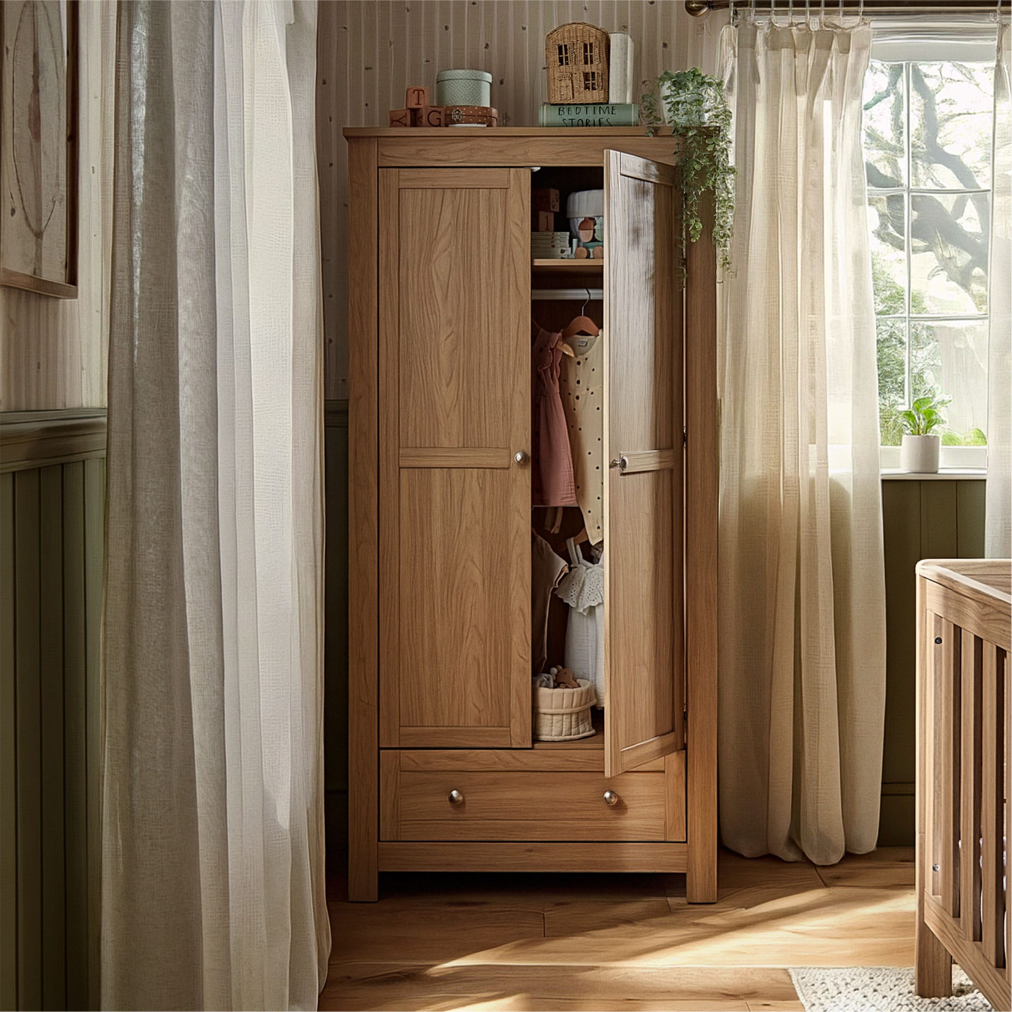CuddleCo nursery room sets Cuddleco Burford 3 Piece Nursery Furniture Set - Oak