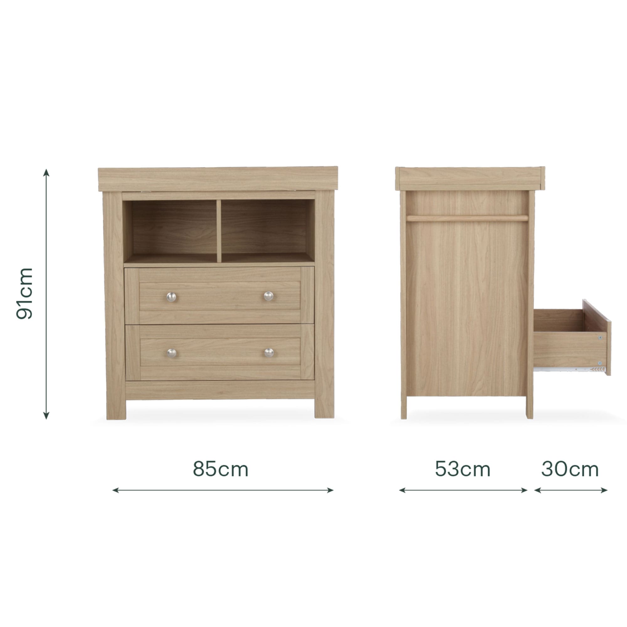 CuddleCo nursery room sets Cuddleco Burford 3 Piece Nursery Furniture Set - Oak