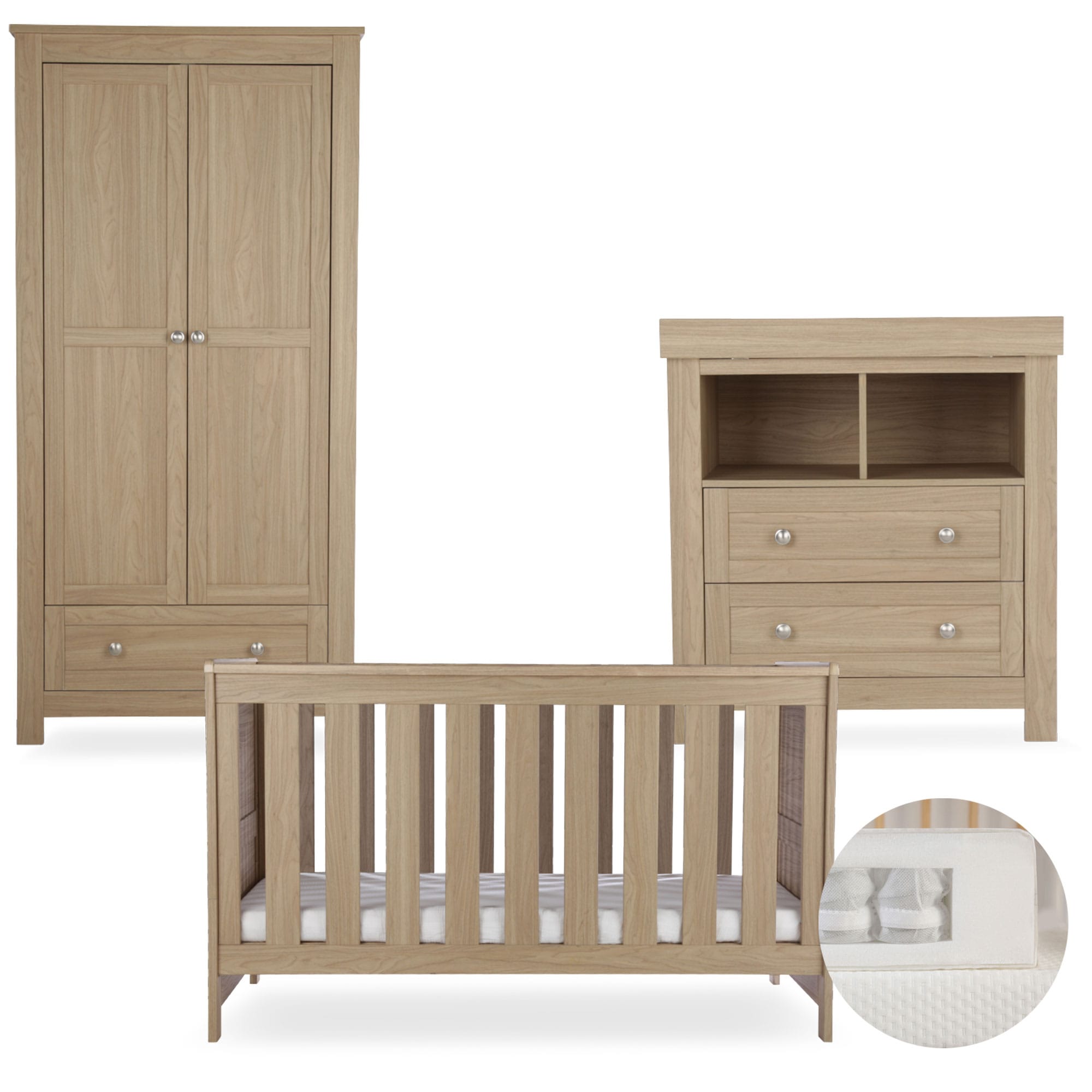 CuddleCo nursery room sets Cuddleco Burford 3 Piece Nursery Furniture Set - Oak FRN/CUD/155692/PS