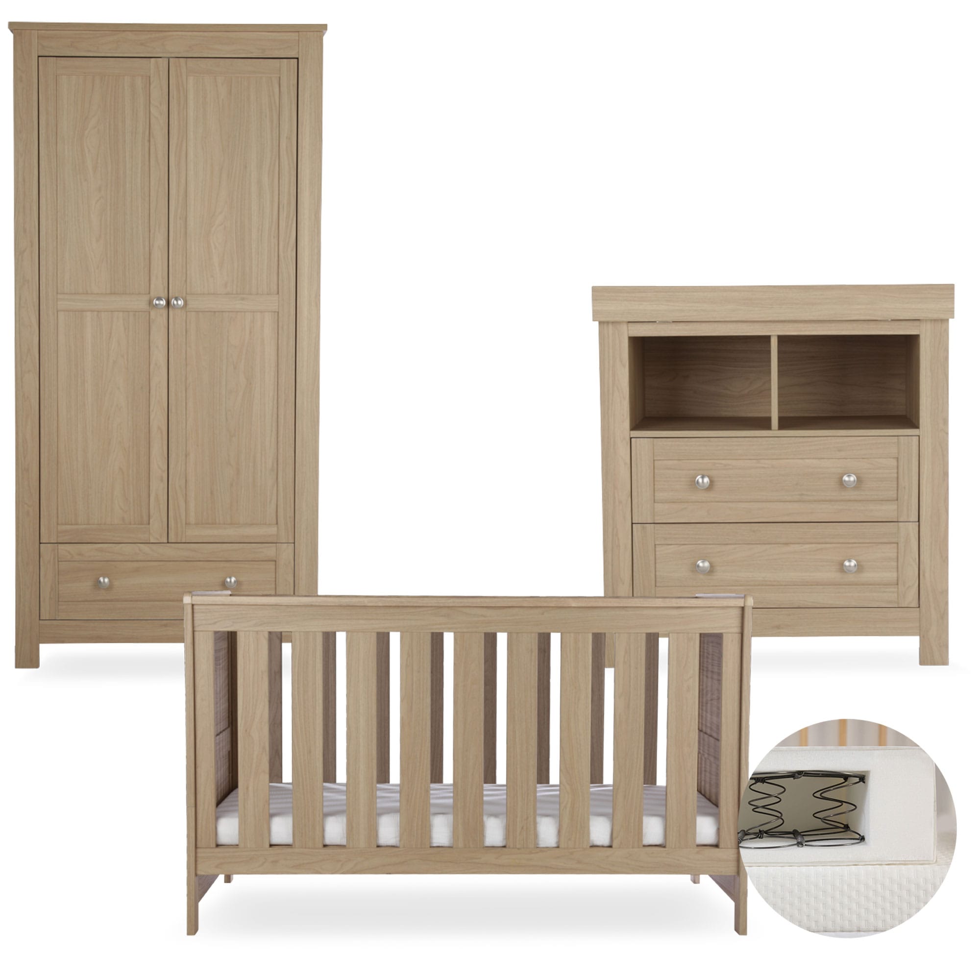 CuddleCo nursery room sets Cuddleco Burford 3 Piece Nursery Furniture Set - Oak FRN/CUD/155692/SM
