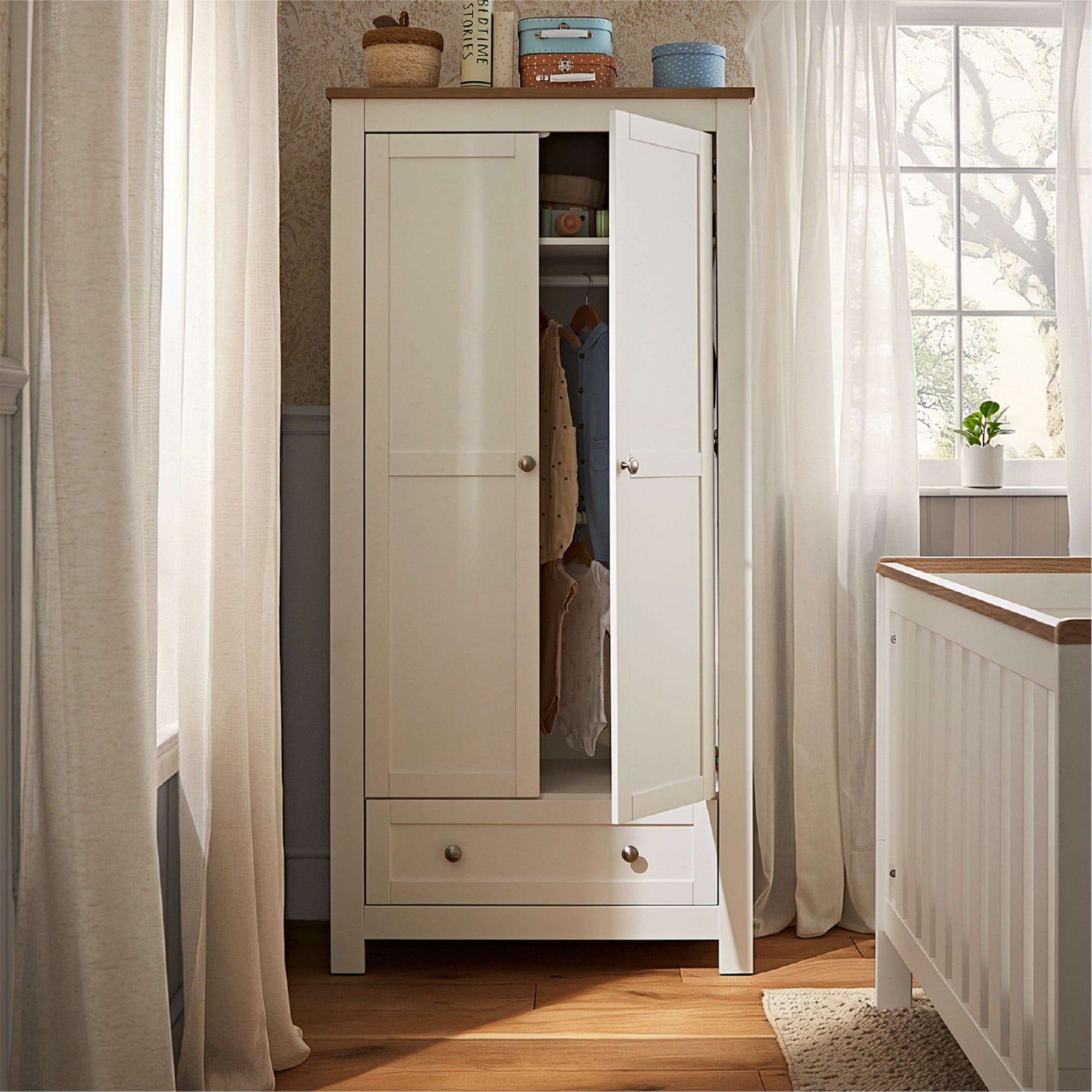 CuddleCo nursery room sets Cuddleco Burford 3 Piece Nursery Furniture Set - White/Oak