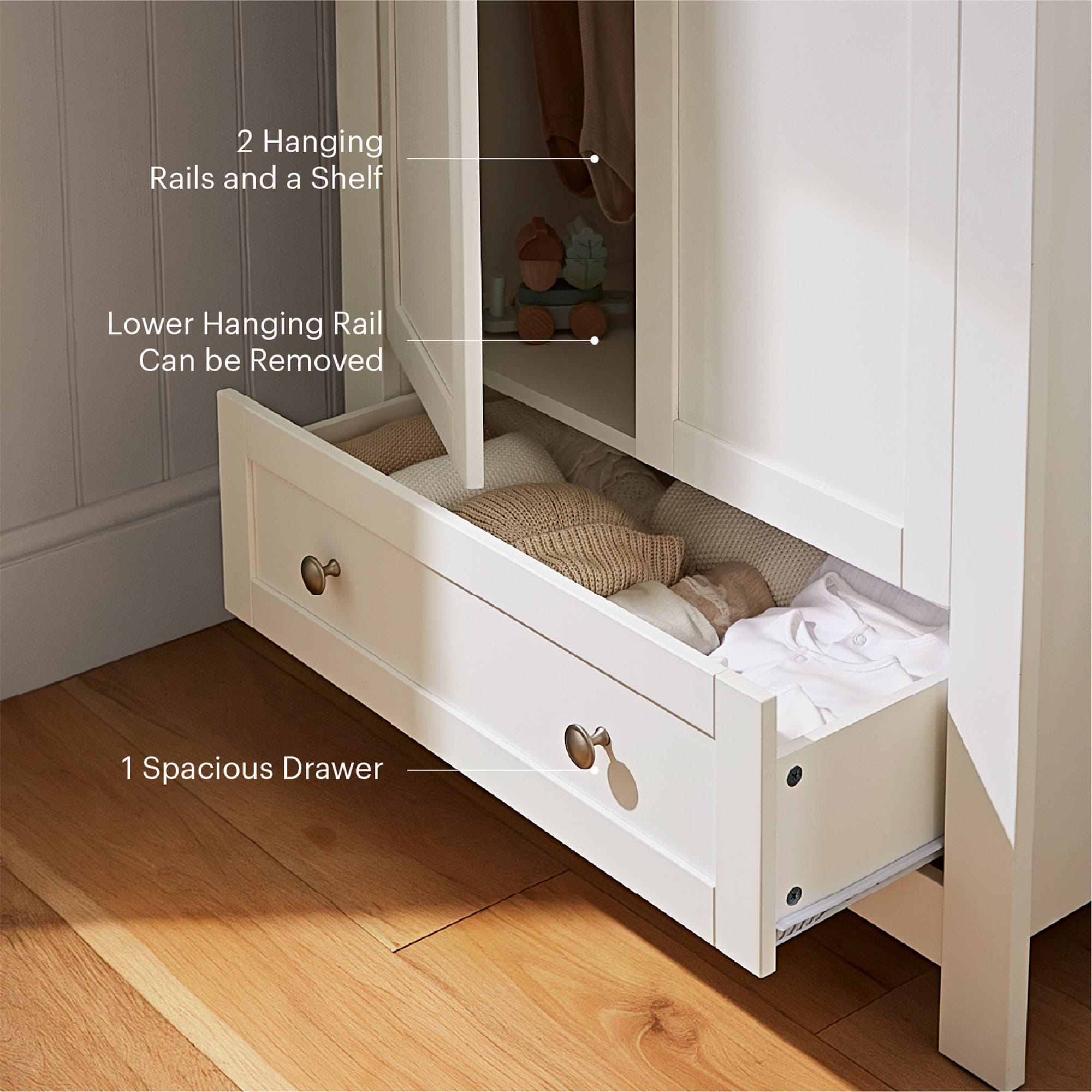 CuddleCo nursery room sets Cuddleco Burford 3 Piece Nursery Furniture Set - White/Oak