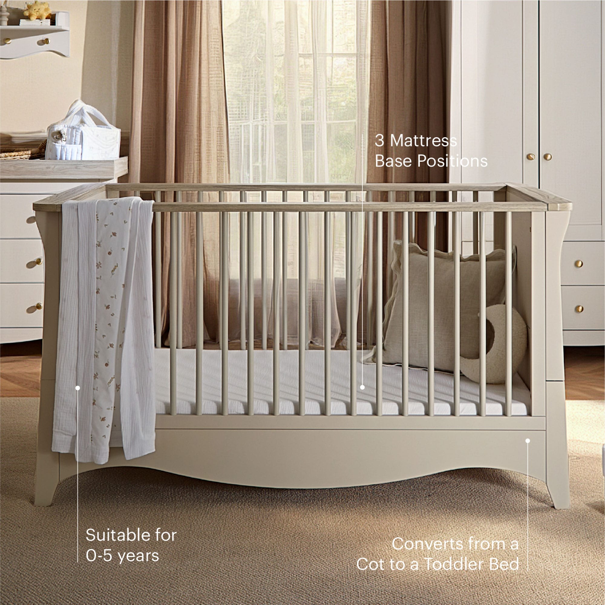 CuddleCo nursery room sets Cuddleco Clara 2 Piece Luxe Nursery Furniture Set - Cashmere/Ash