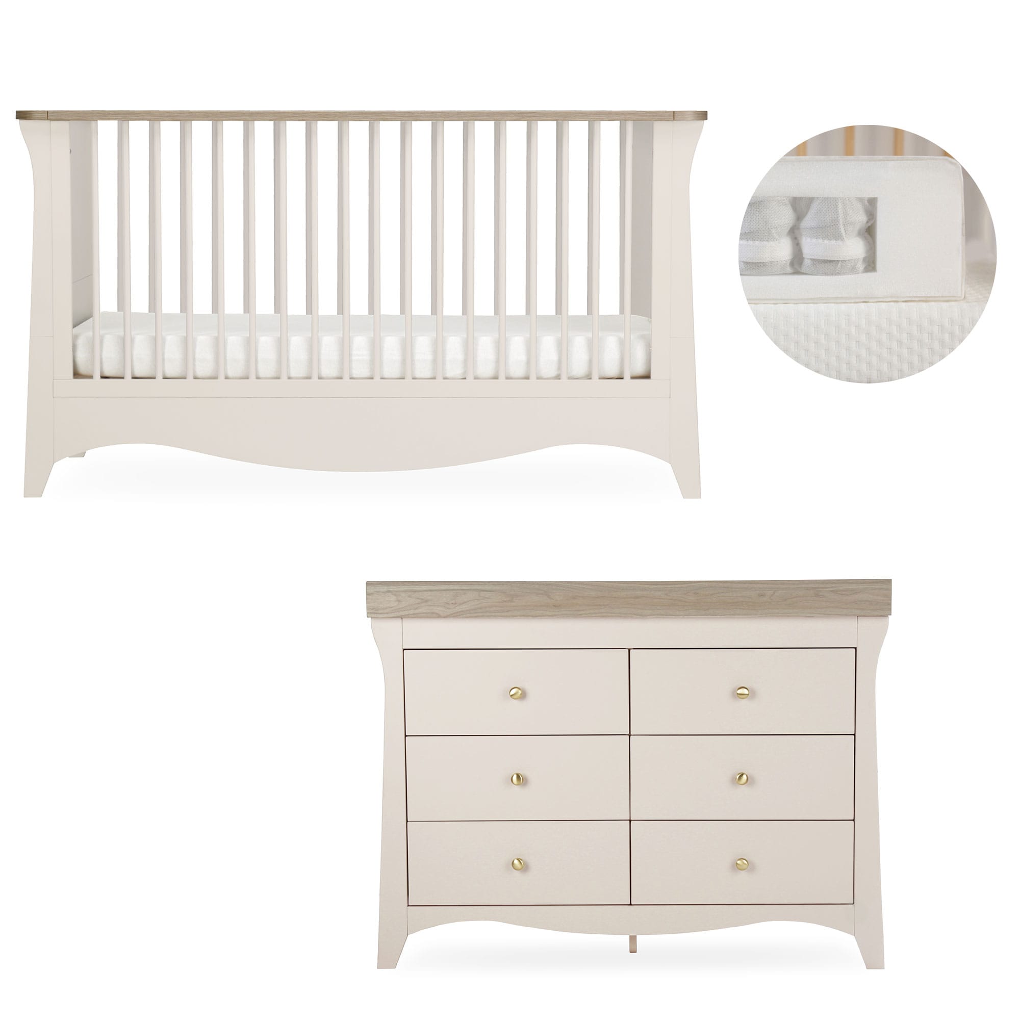 CuddleCo nursery room sets Cuddleco Clara 2 Piece Luxe Nursery Furniture Set - Cashmere/Ash