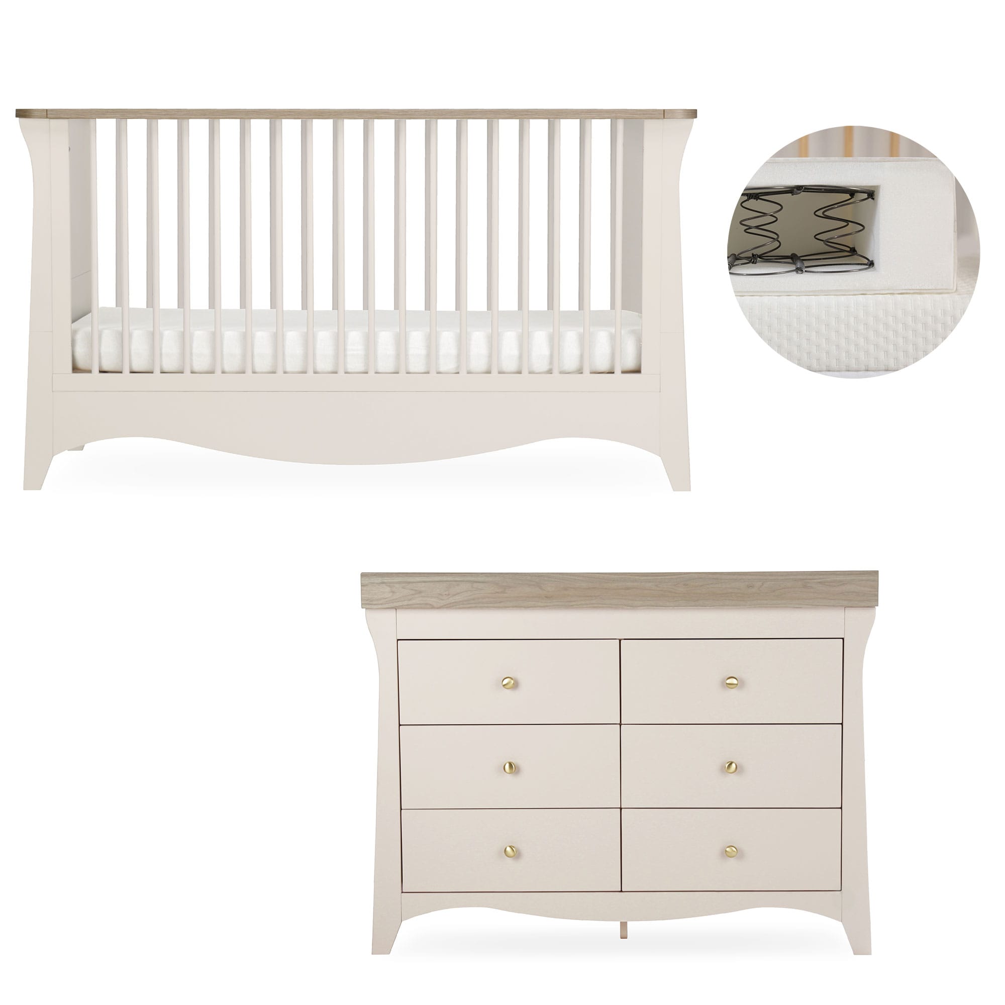 CuddleCo nursery room sets Cuddleco Clara 2 Piece Luxe Nursery Furniture Set - Cashmere/Ash