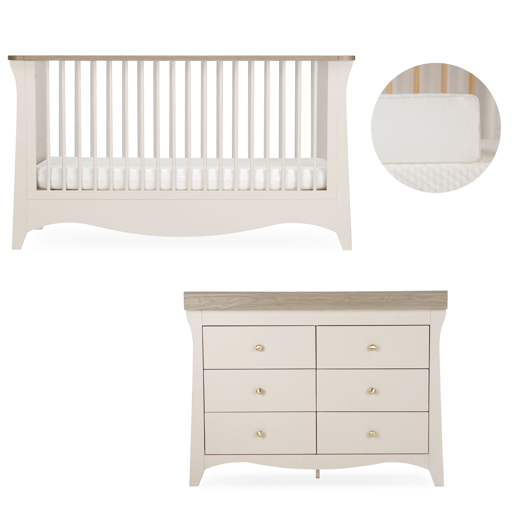 CuddleCo nursery room sets Cuddleco Clara 2 Piece Luxe Nursery Furniture Set - Cashmere/Ash