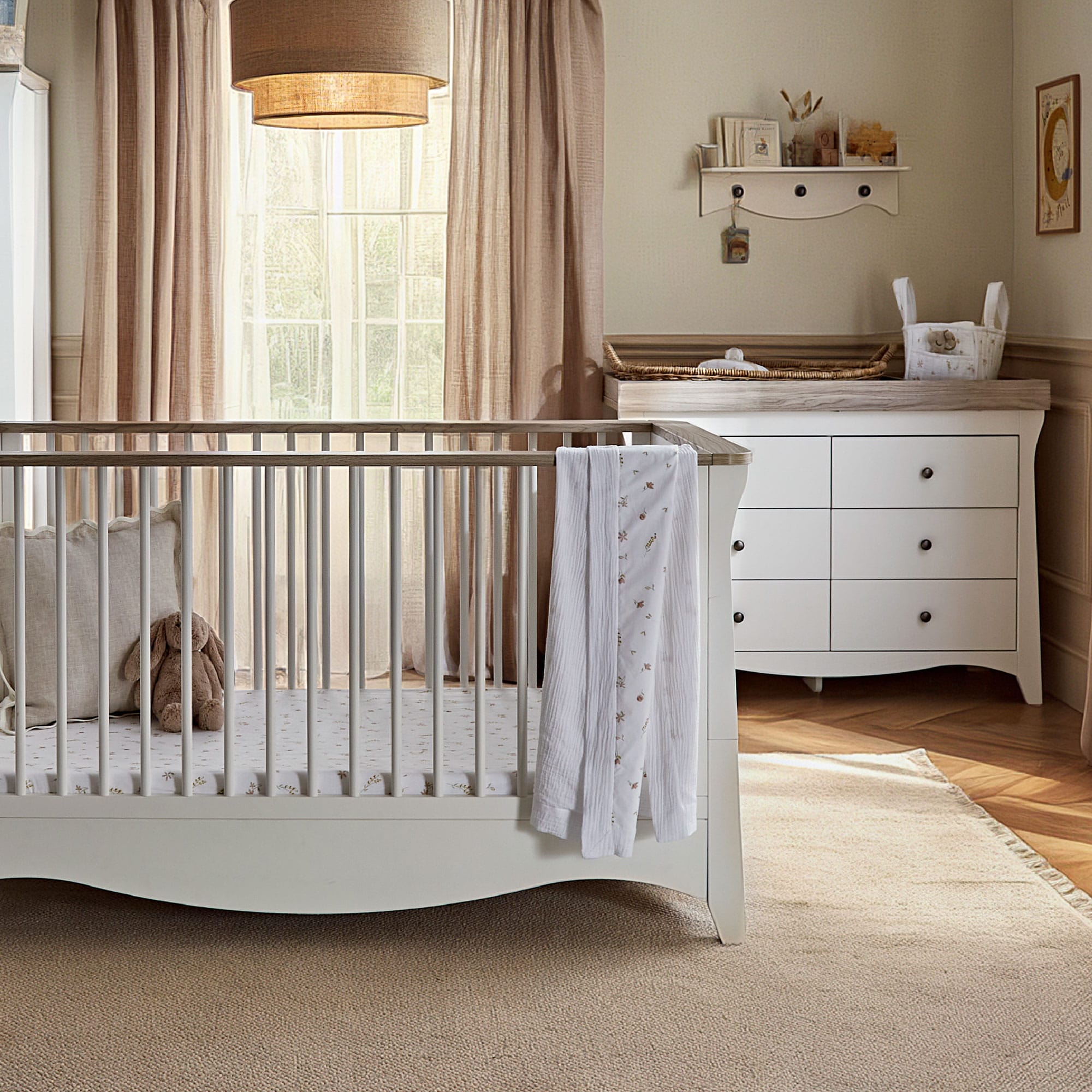 CuddleCo nursery room sets Cuddleco Clara 2 Piece Luxe Nursery Furniture Set - White/Ash