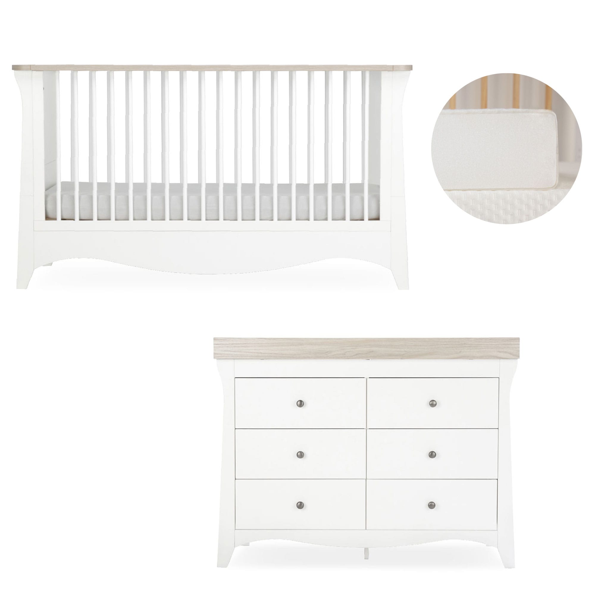 CuddleCo nursery room sets Cuddleco Clara 2 Piece Luxe Nursery Furniture Set - White/Ash