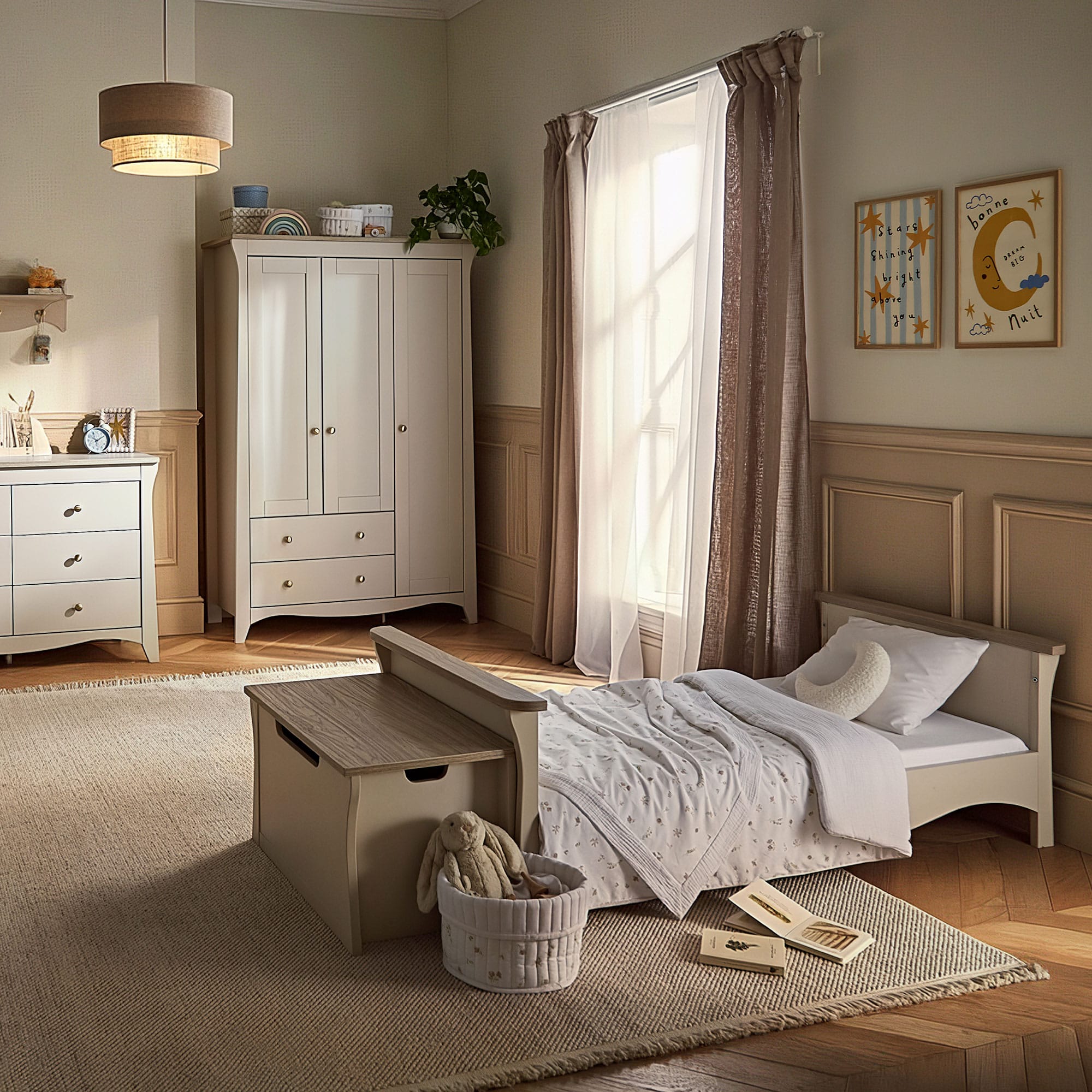 CuddleCo nursery room sets Cuddleco Clara 3 Piece Luxe Nursery Furniture Set - Cashmere/Ash