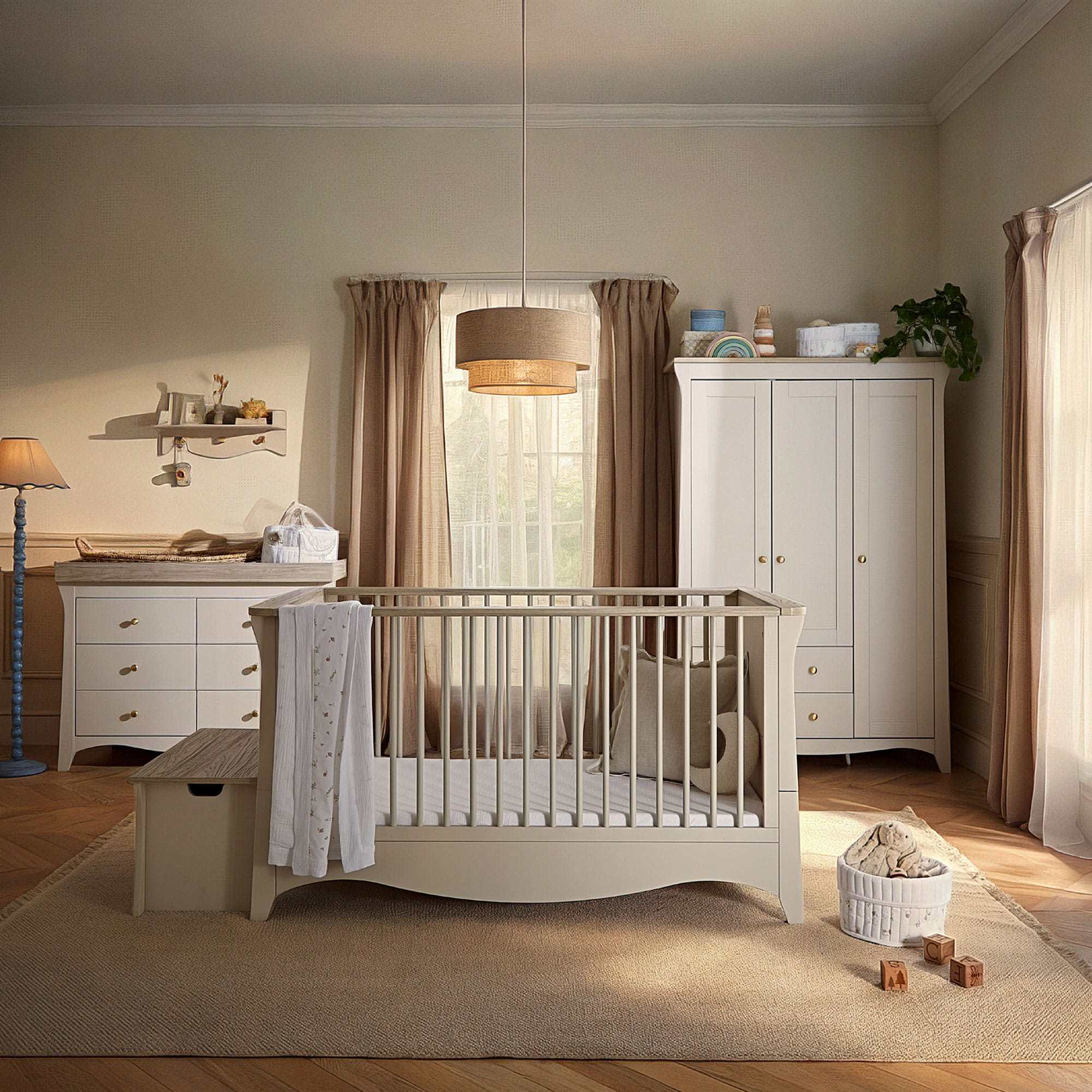CuddleCo nursery room sets Cuddleco Clara 3 Piece Luxe Nursery Furniture Set - Cashmere/Ash