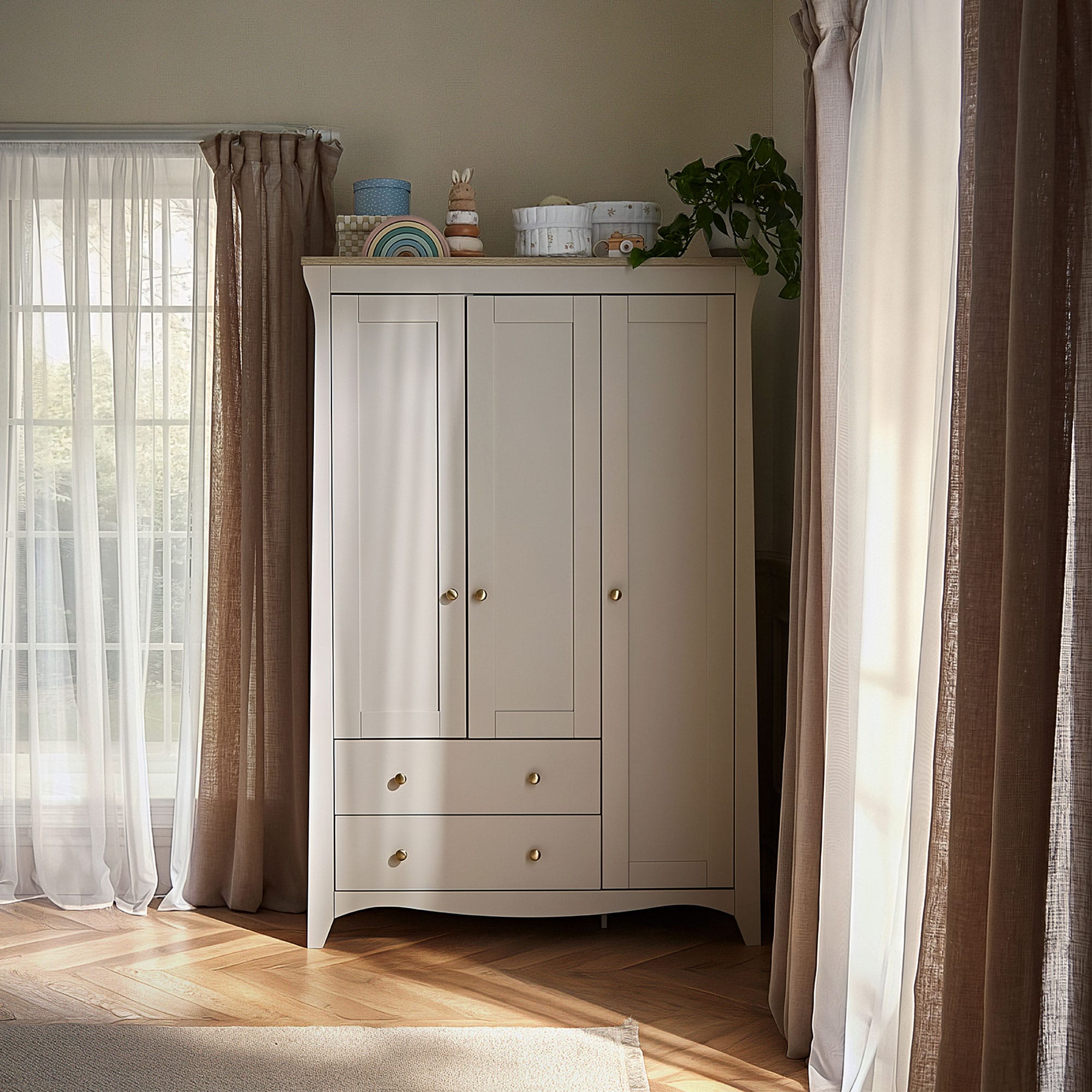 CuddleCo nursery room sets Cuddleco Clara 3 Piece Luxe Nursery Furniture Set - Cashmere/Ash