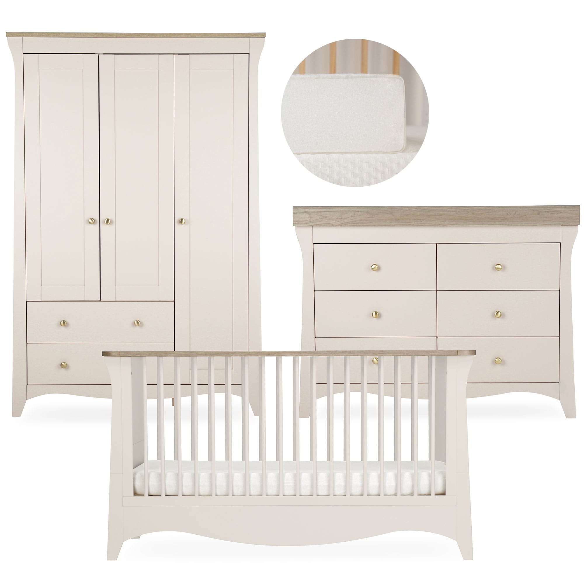 CuddleCo nursery room sets Cuddleco Clara 3 Piece Luxe Nursery Furniture Set - Cashmere/Ash FRN/CUD/156071/FM
