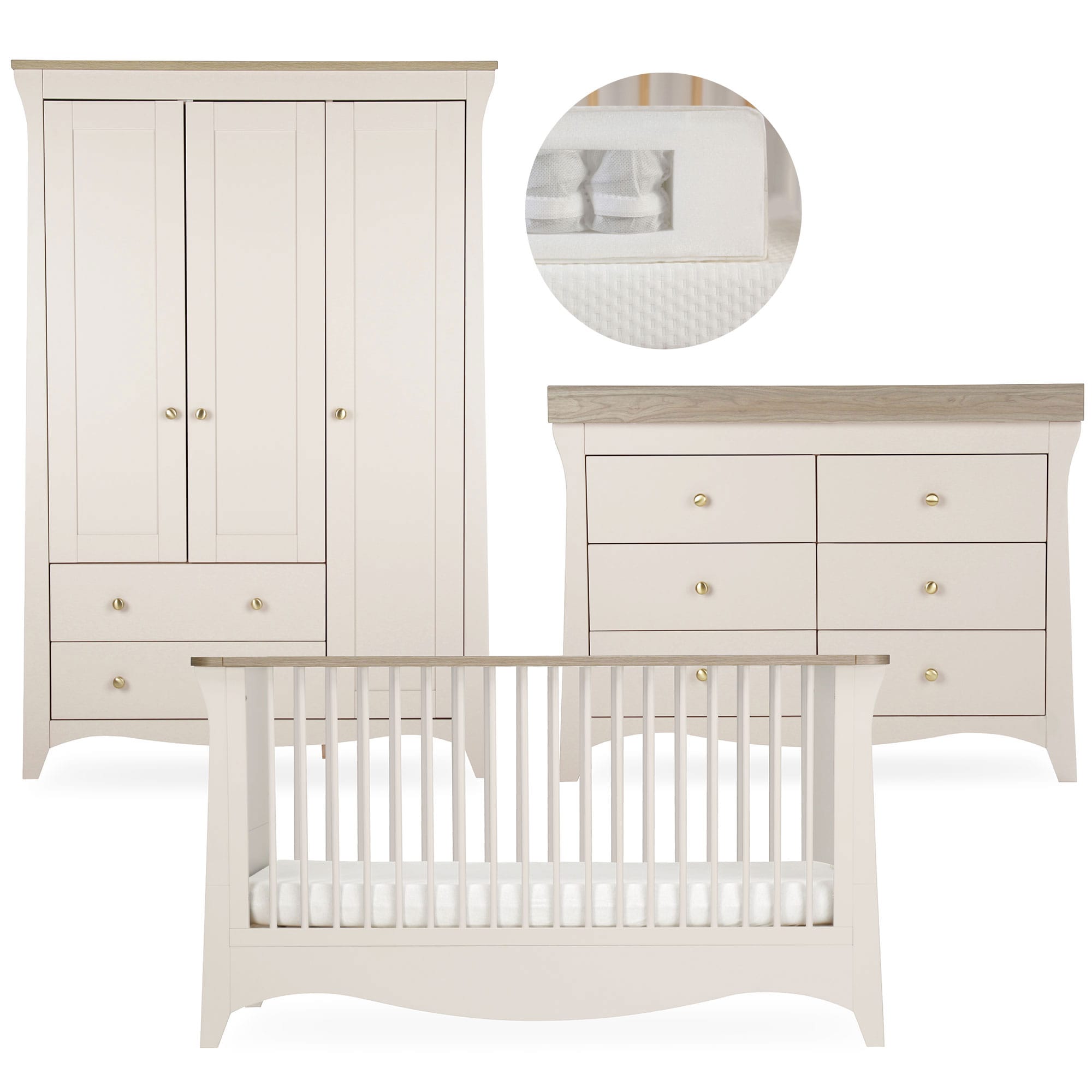 CuddleCo nursery room sets Cuddleco Clara 3 Piece Luxe Nursery Furniture Set - Cashmere/Ash FRN/CUD/156071/PS