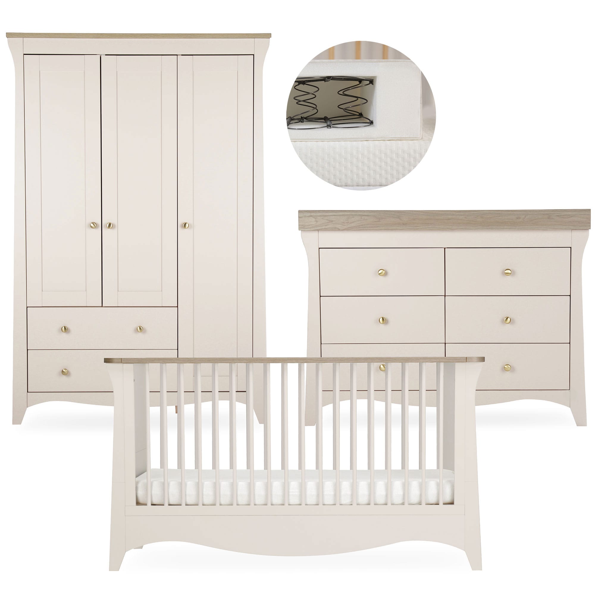 CuddleCo nursery room sets Cuddleco Clara 3 Piece Luxe Nursery Furniture Set - Cashmere/Ash FRN/CUD/156071/SM