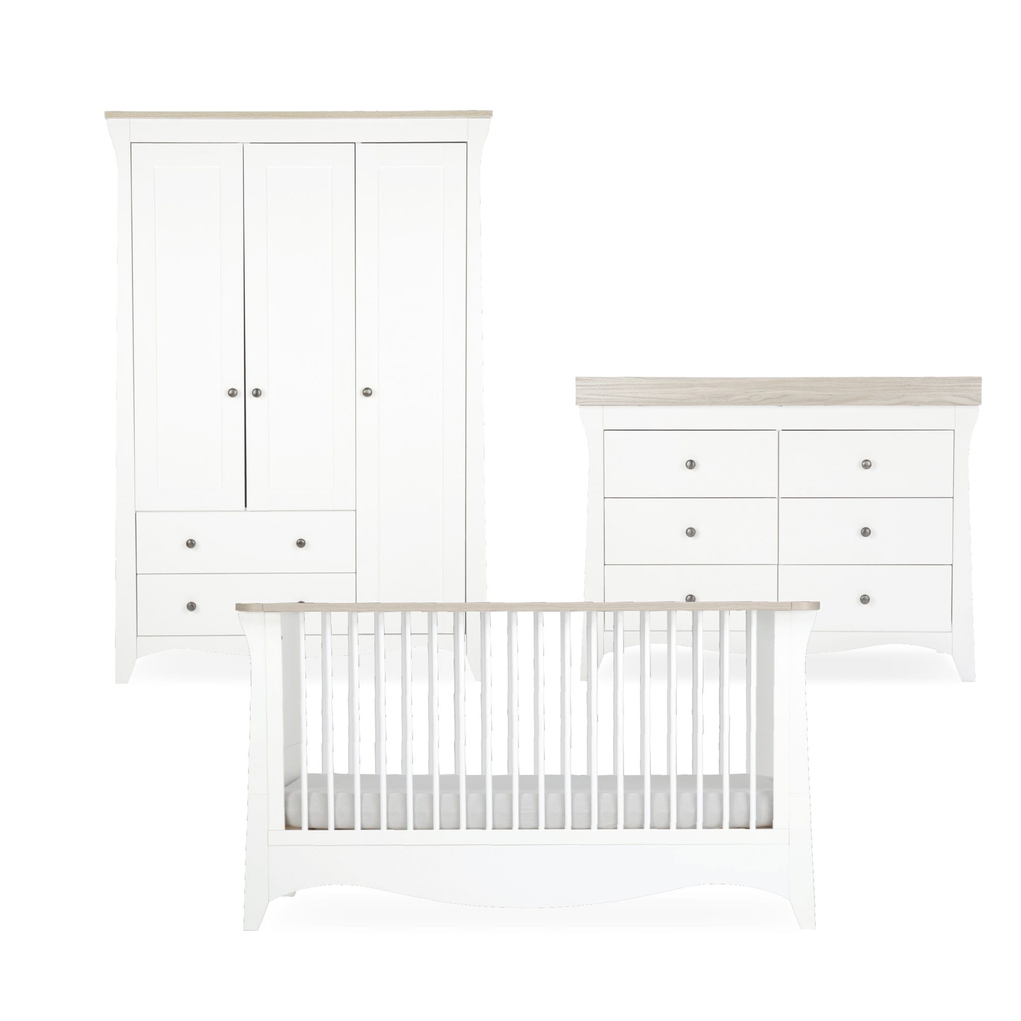 CuddleCo nursery room sets Cuddleco Clara 3 Piece Luxe Nursery Furniture Set - White/Ash